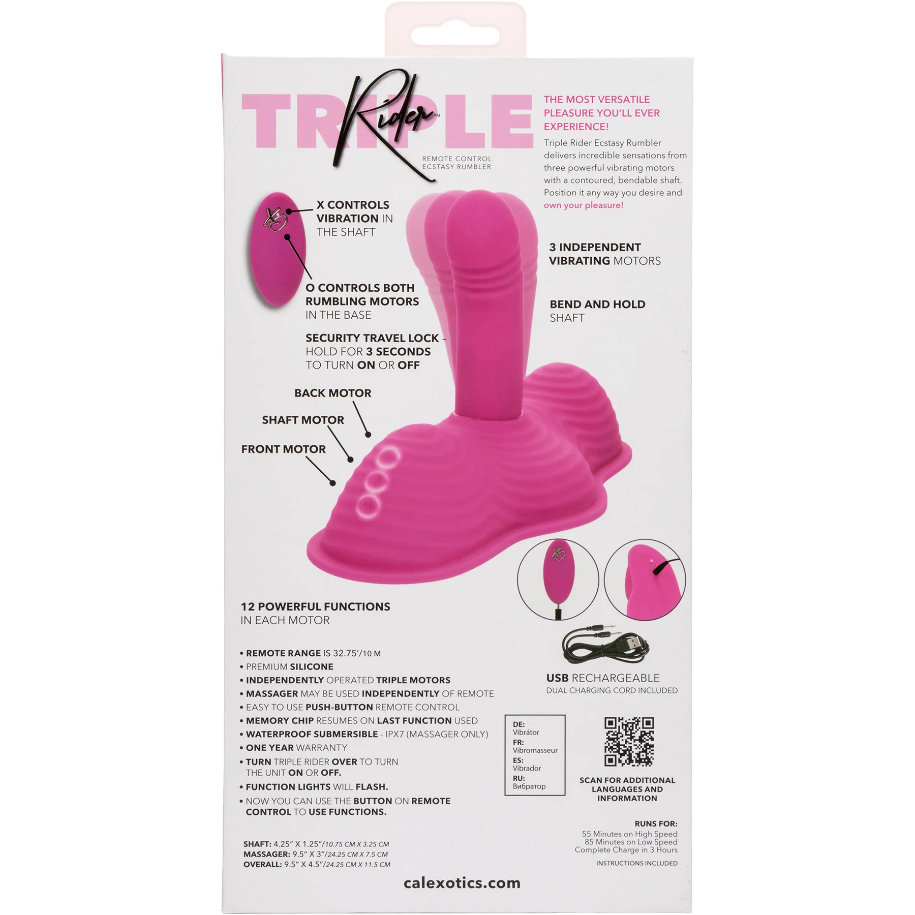 Triple Rider™ Remote Control Ecstasy Rumbler Triple Stim Vibrating Grinder By CalExotics - Image 9