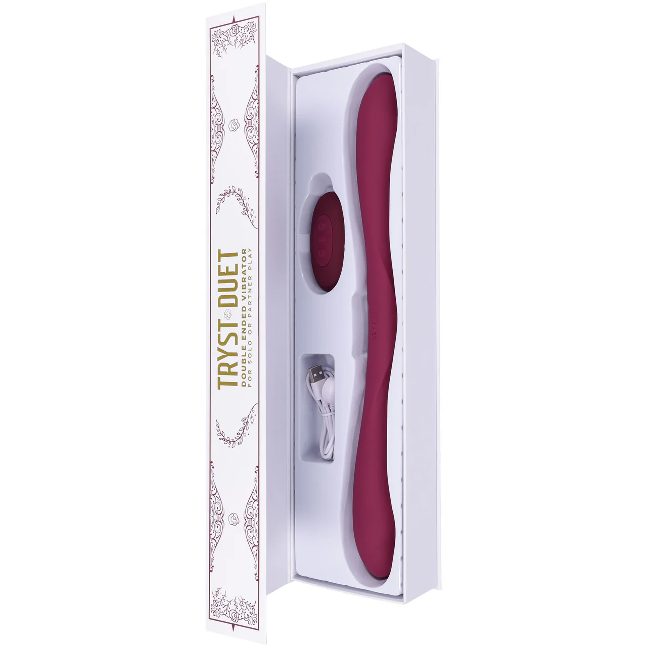 Tryst Duet Double Ended Vibrating Silicone Dildo With Remote By Doc Johnson - Berry - Image 7