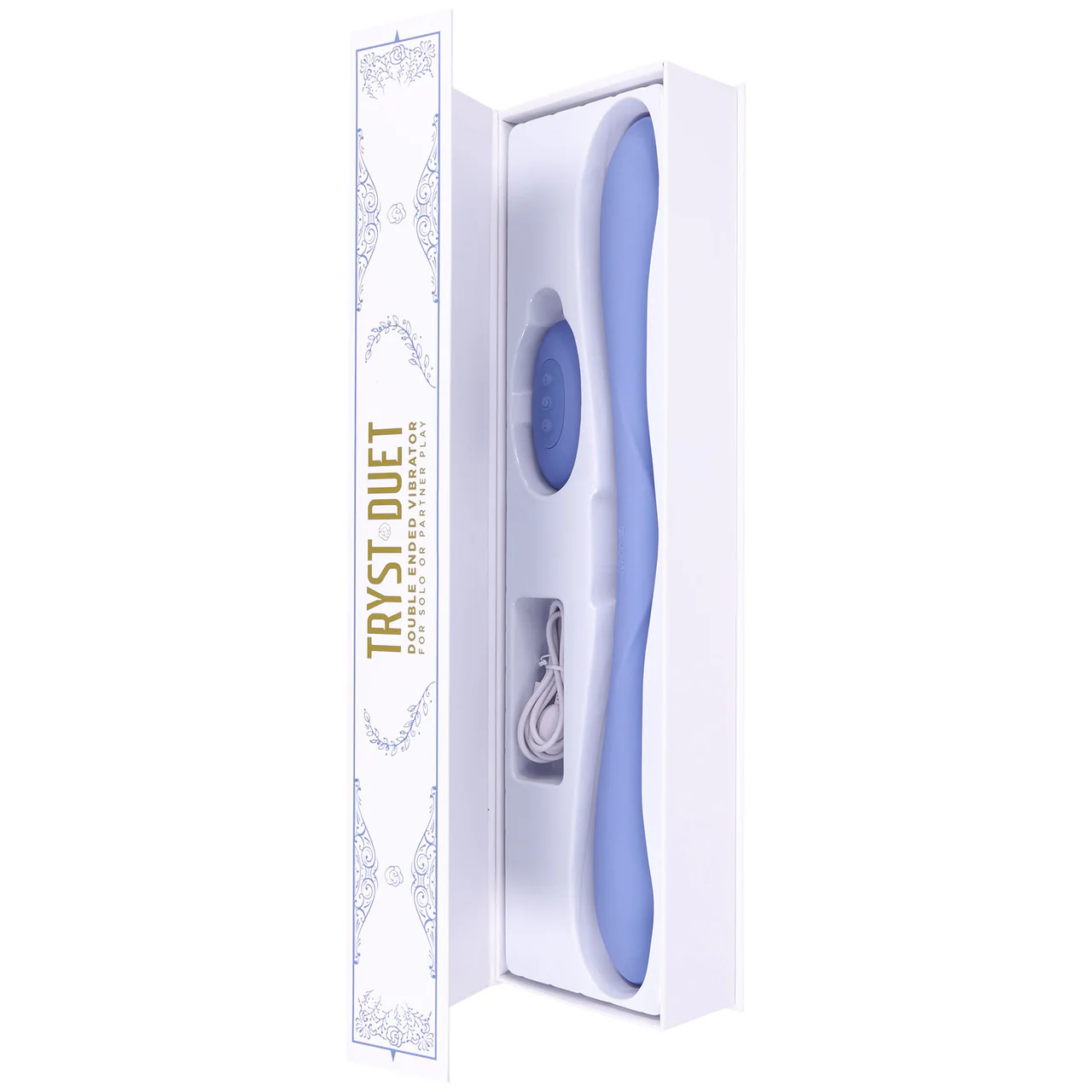 Tryst Duet Double Ended Vibrating Silicone Dildo With Remote By Doc Johnson - Periwinkle - Image 7