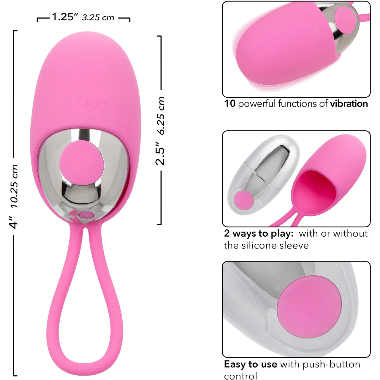 Turbo Buzz Bullet With Removable Silicone Sleeve - Rechargeable Vibrator By CalExotics - Pink - Image 8