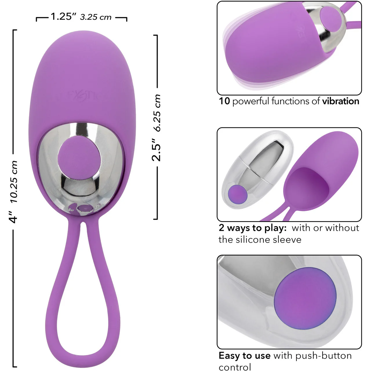 Turbo Buzz Bullet With Removable Silicone Sleeve - Rechargeable Vibrator By CalExotics - Purple - Image 8