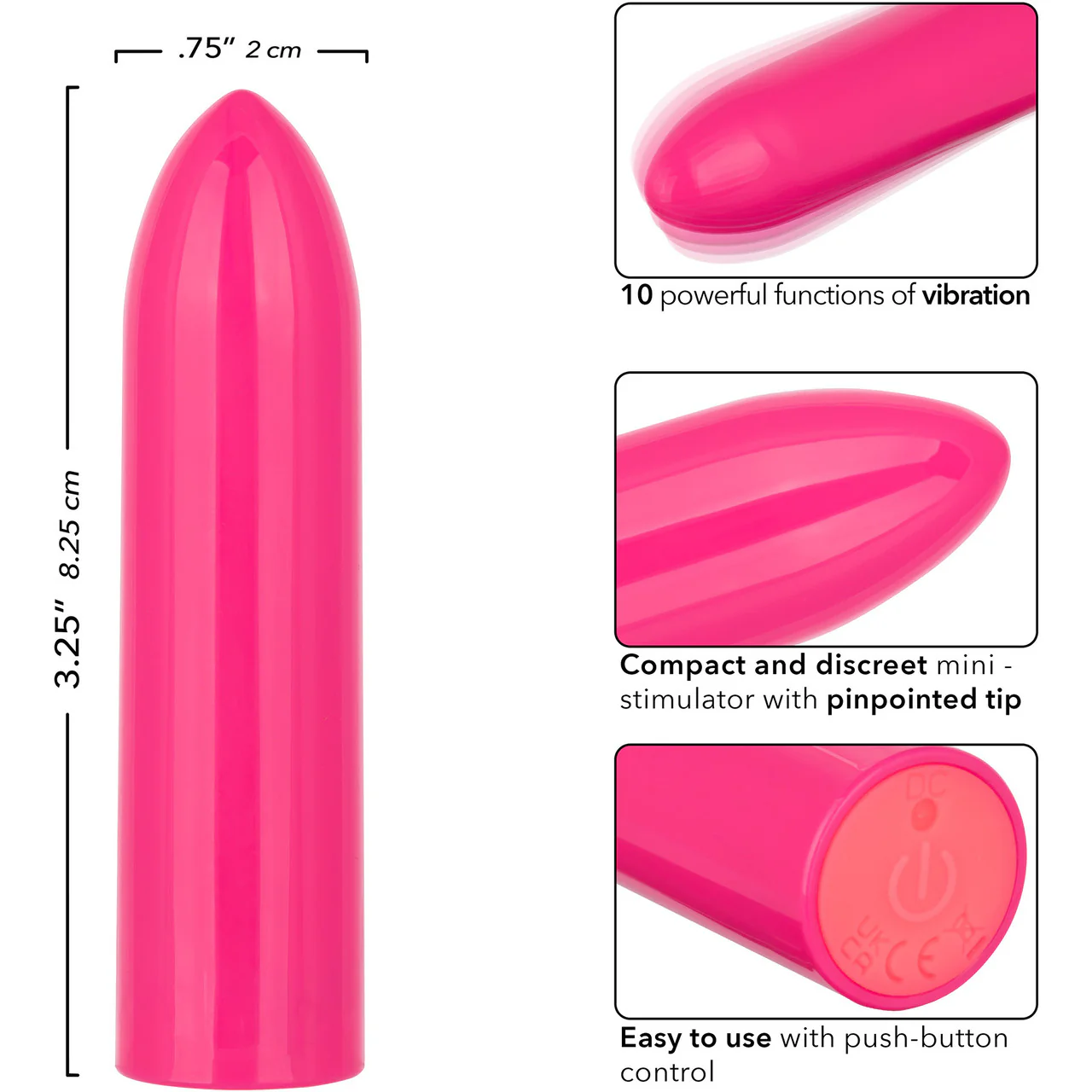 Turbo Buzz Classic Bullet Rechargeable Waterproof Vibrator By CalExotics - Pink - Image 7