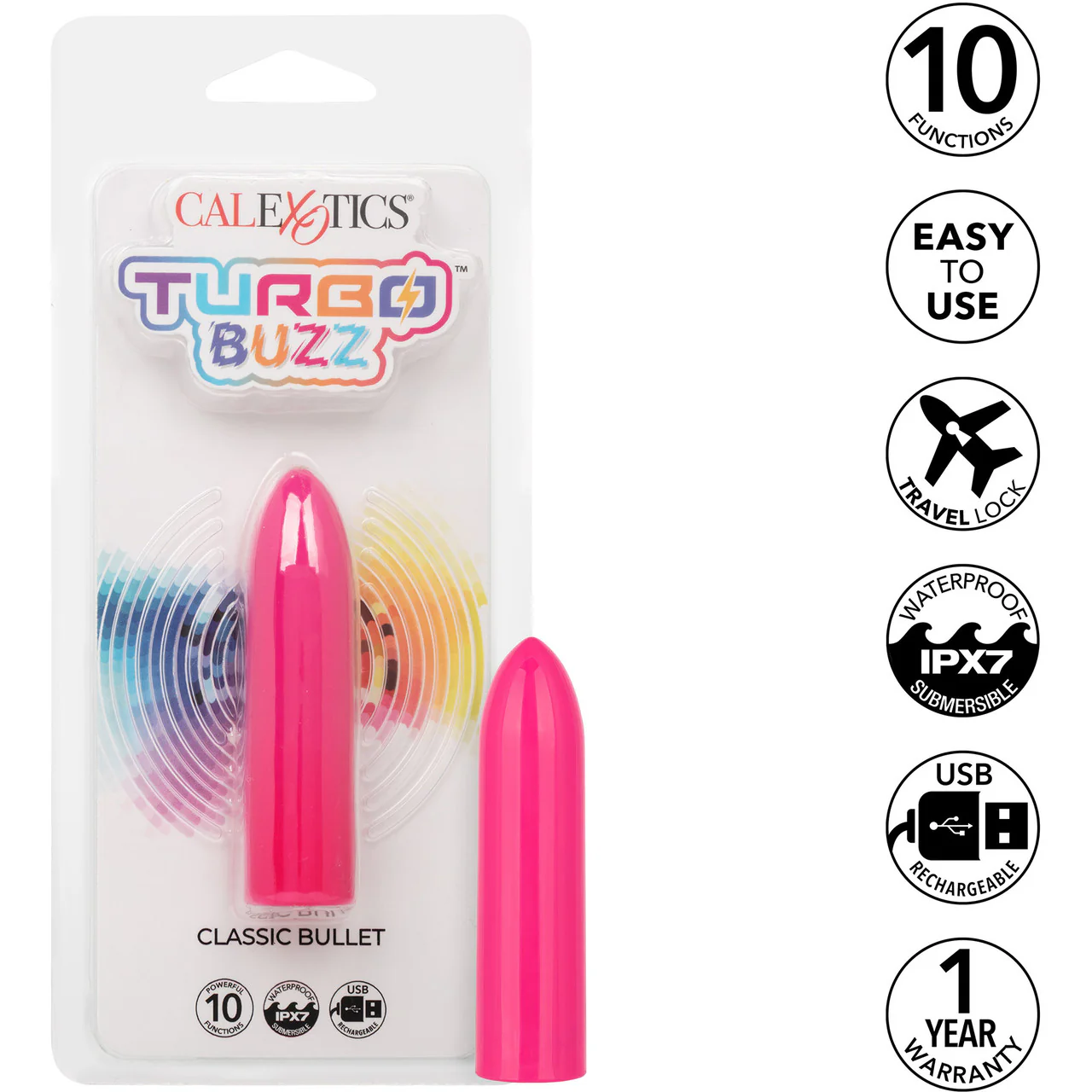 Turbo Buzz Classic Bullet Rechargeable Waterproof Vibrator By CalExotics - Pink - Image 8