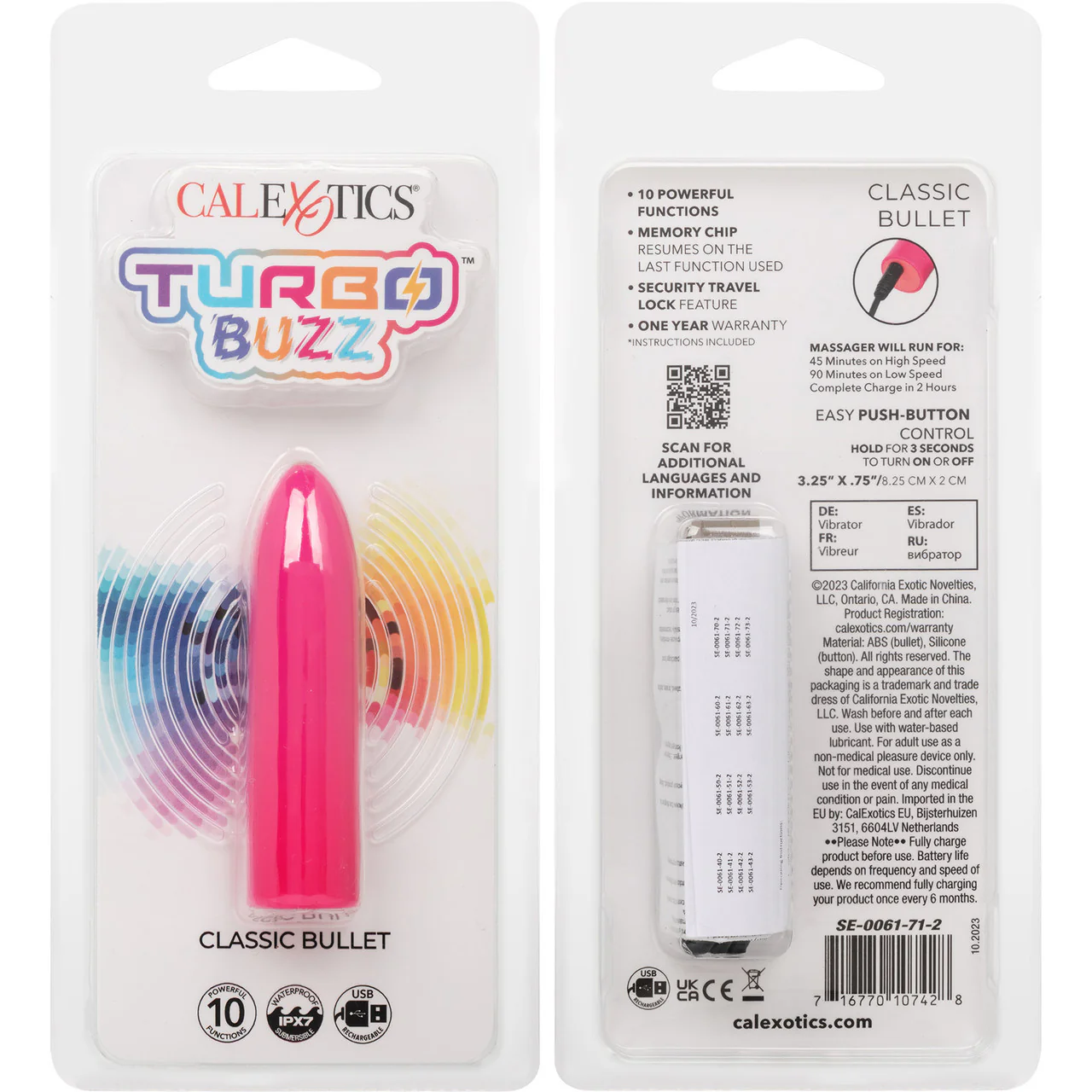 Turbo Buzz Classic Bullet Rechargeable Waterproof Vibrator By CalExotics - Pink - Image 9