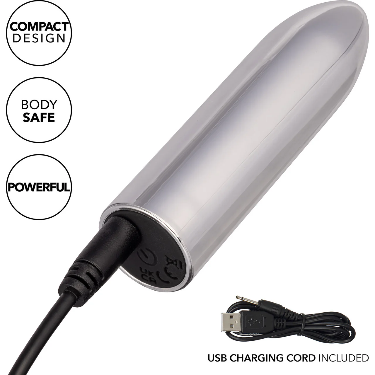 Turbo Buzz Classic Bullet Rechargeable Waterproof Vibrator By CalExotics - Silver - Image 5