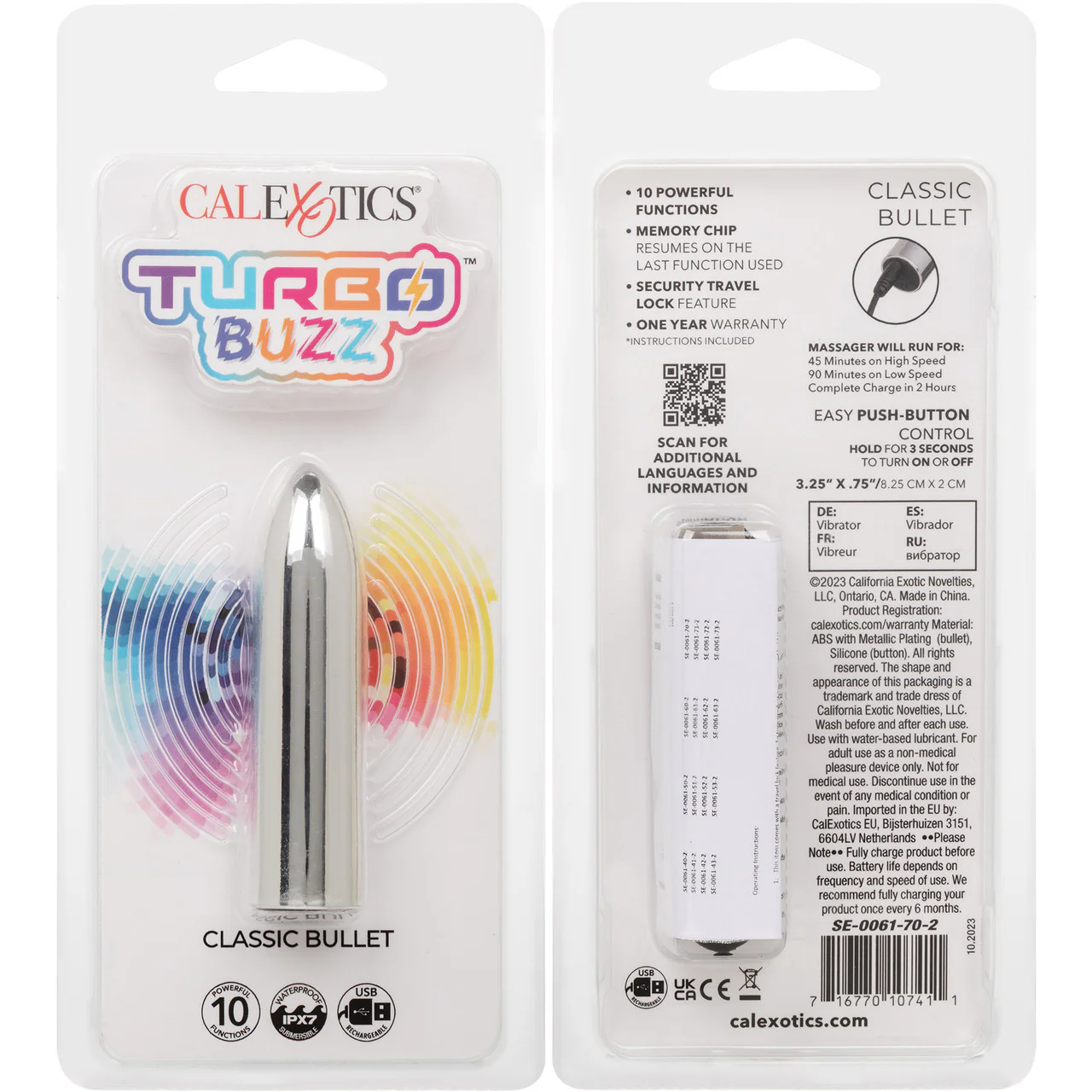 Turbo Buzz Classic Bullet Rechargeable Waterproof Vibrator By CalExotics - Silver - Image 9