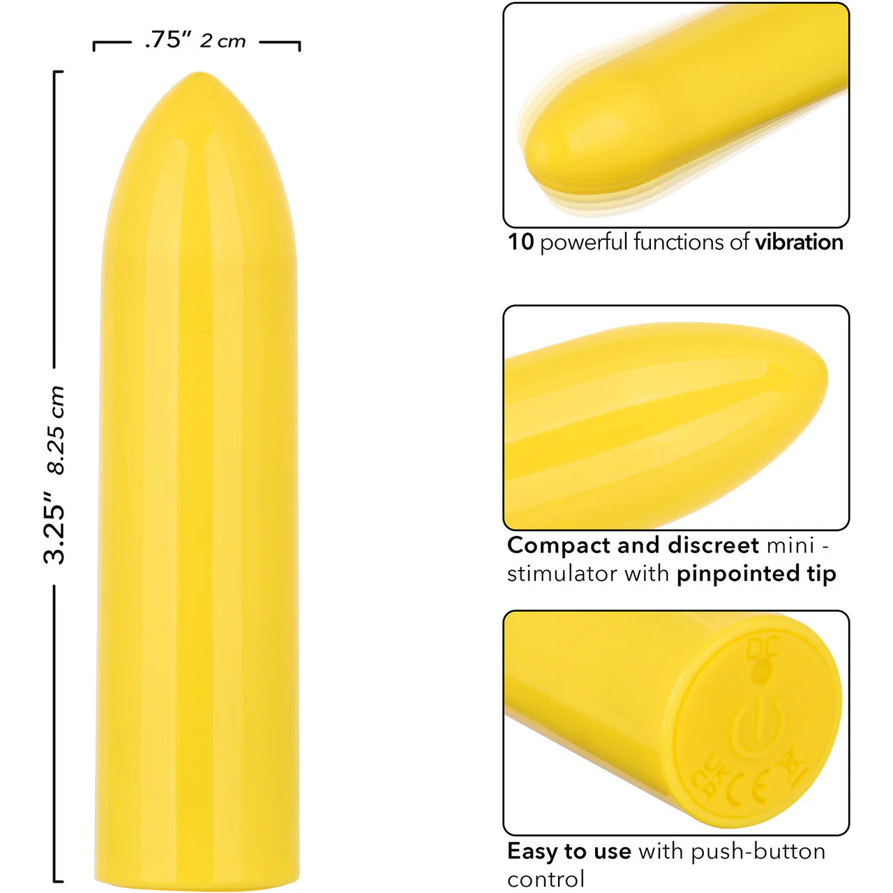 Turbo Buzz Classic Bullet Rechargeable Waterproof Vibrator By CalExotics - Yellow - Image 7