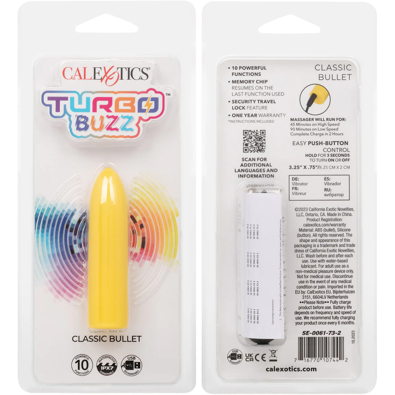 Turbo Buzz Classic Bullet Rechargeable Waterproof Vibrator By CalExotics - Yellow - Image 9