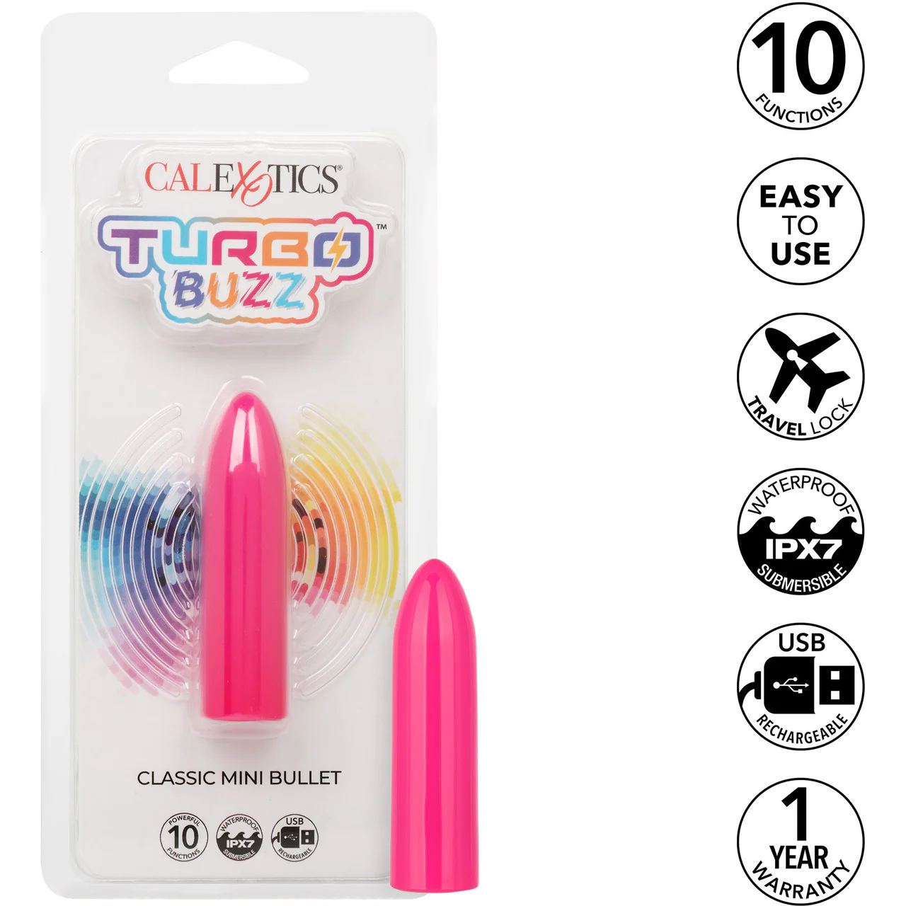 Turbo Buzz Classic Mini Bullet Rechargeable Waterproof Vibrator By CalExotics - Pink - Image 8