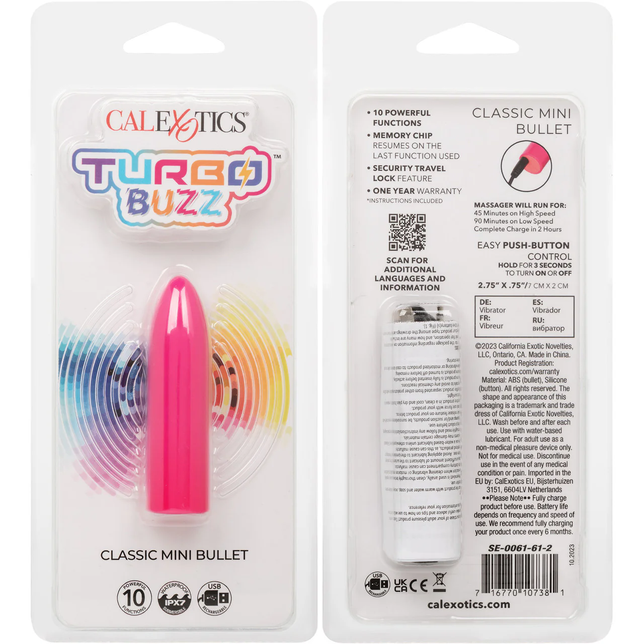 Turbo Buzz Classic Mini Bullet Rechargeable Waterproof Vibrator By CalExotics - Pink - Image 9