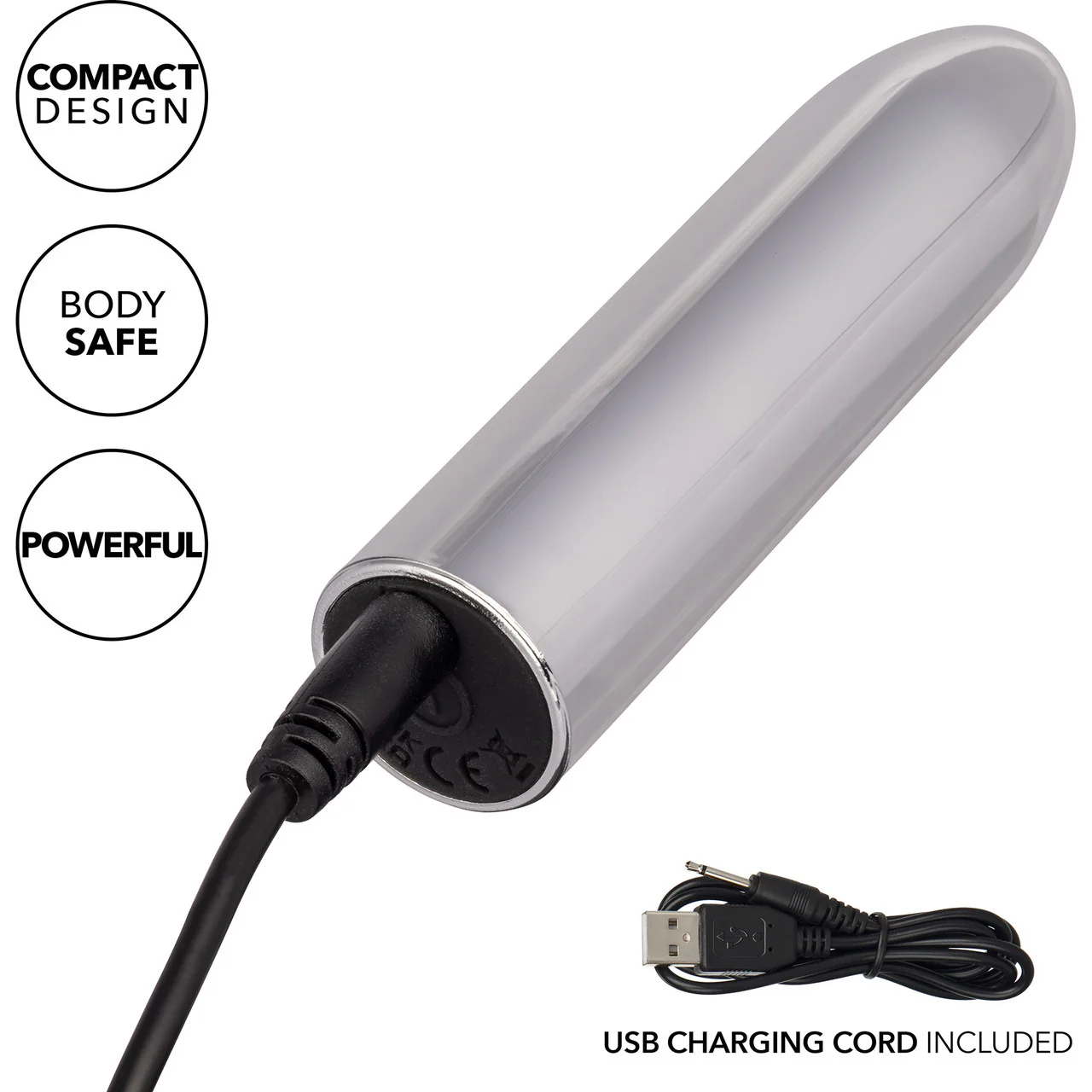 Turbo Buzz Classic Mini Bullet Rechargeable Waterproof Vibrator By CalExotics - Silver - Image 5