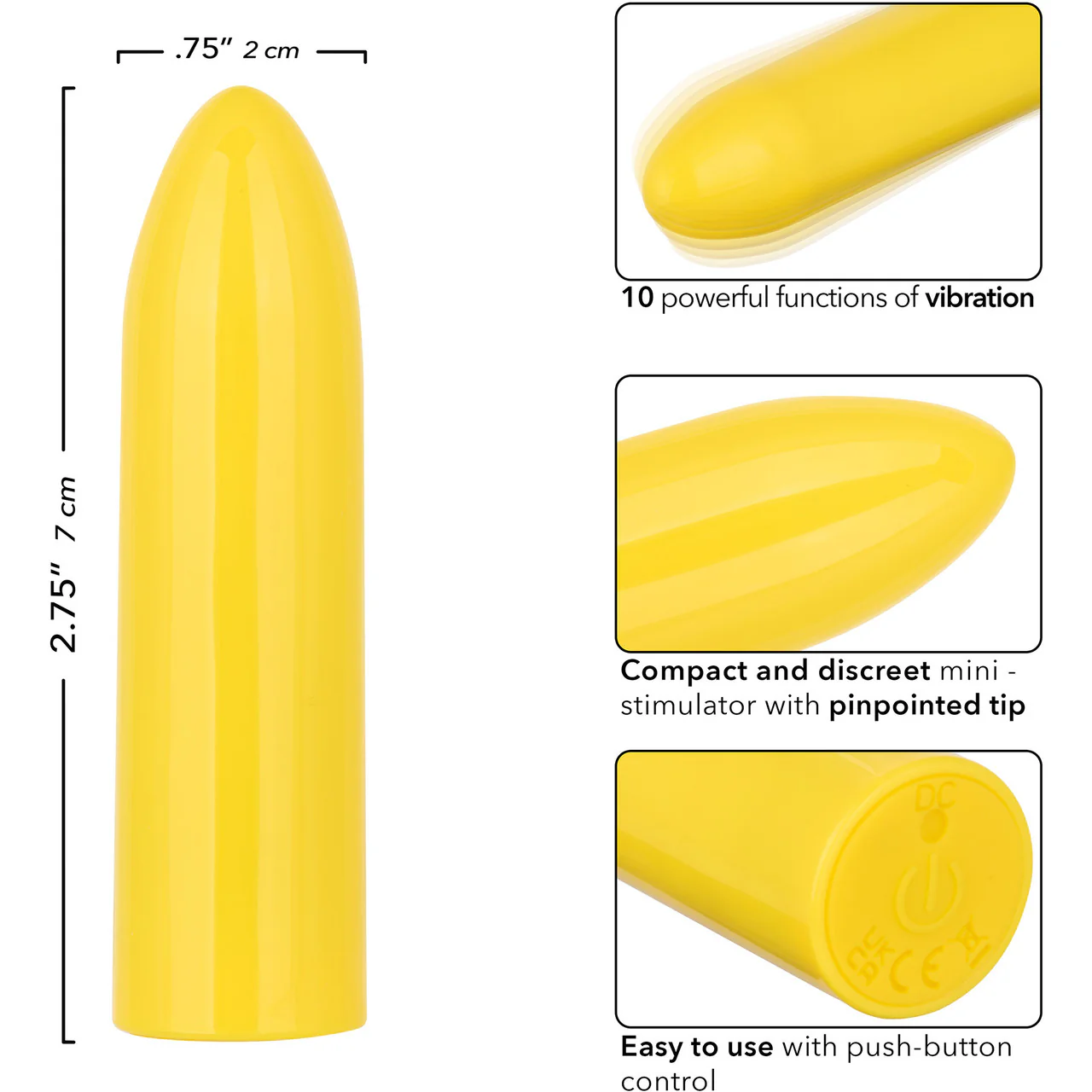 Turbo Buzz Classic Mini Bullet Rechargeable Waterproof Vibrator By CalExotics - Yellow - Image 7