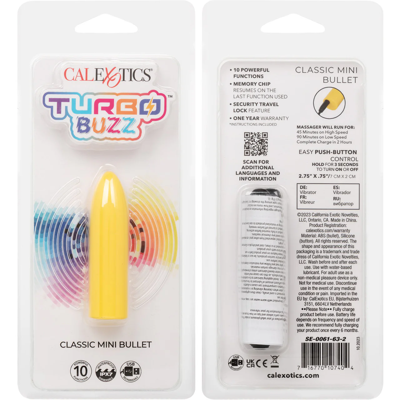 Turbo Buzz Classic Mini Bullet Rechargeable Waterproof Vibrator By CalExotics - Yellow - Image 9