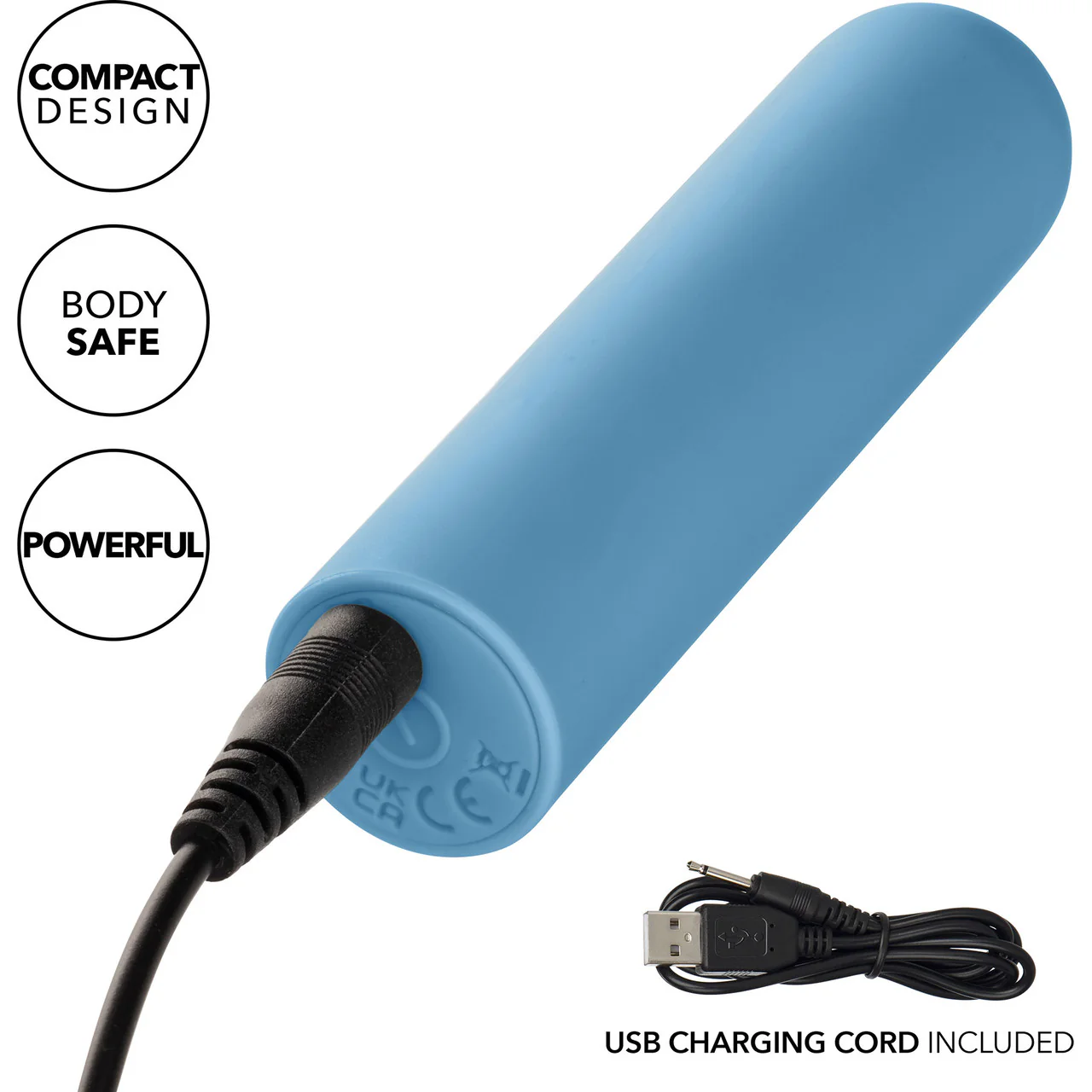 Turbo Buzz Rounded Bullet Rechargeable Waterproof Vibrator By CalExotics - Blue - Image 5