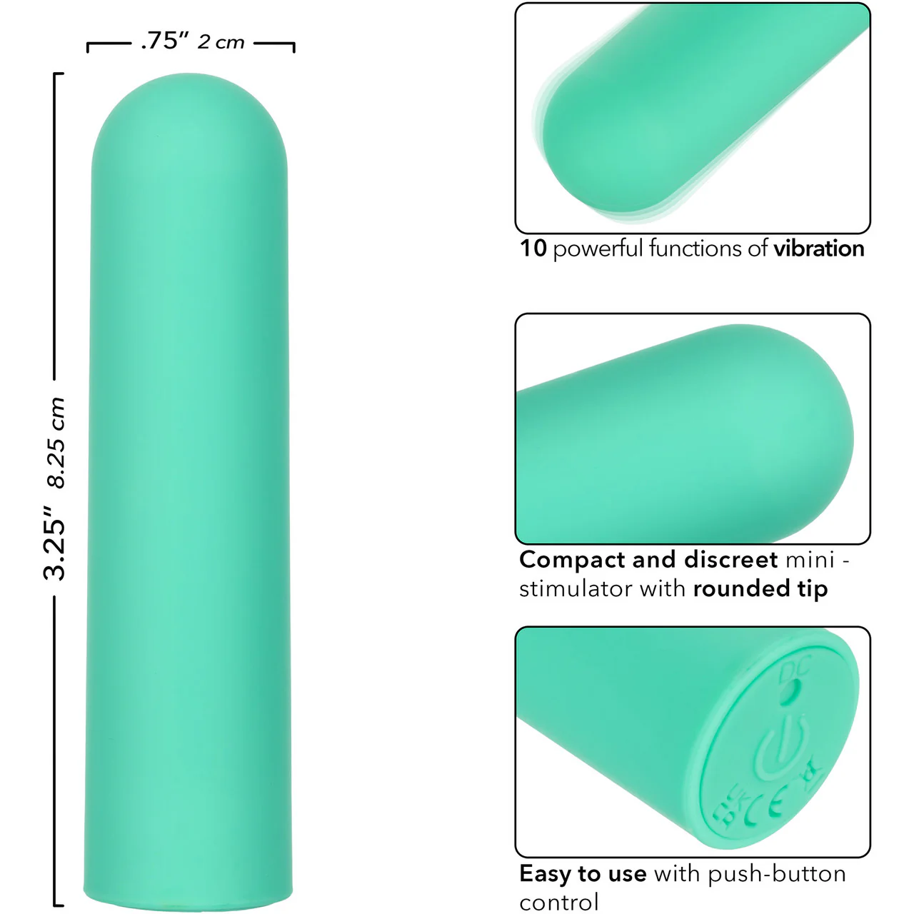 Turbo Buzz Rounded Bullet Rechargeable Waterproof Vibrator By CalExotics - Green - Image 7