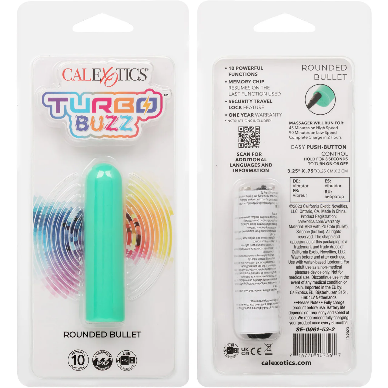 Turbo Buzz Rounded Bullet Rechargeable Waterproof Vibrator By CalExotics - Green - Image 9