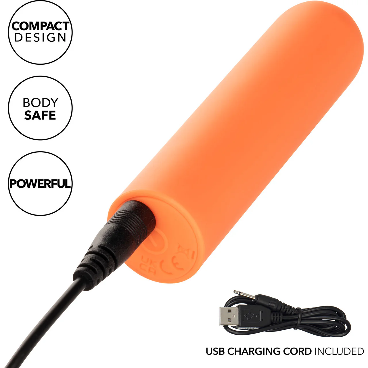 Turbo Buzz Rounded Bullet Rechargeable Waterproof Vibrator By CalExotics - Orange - Image 5