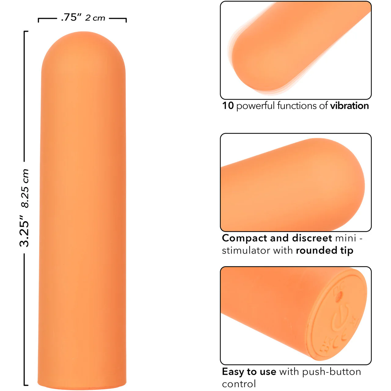 Turbo Buzz Rounded Bullet Rechargeable Waterproof Vibrator By CalExotics - Orange - Image 7