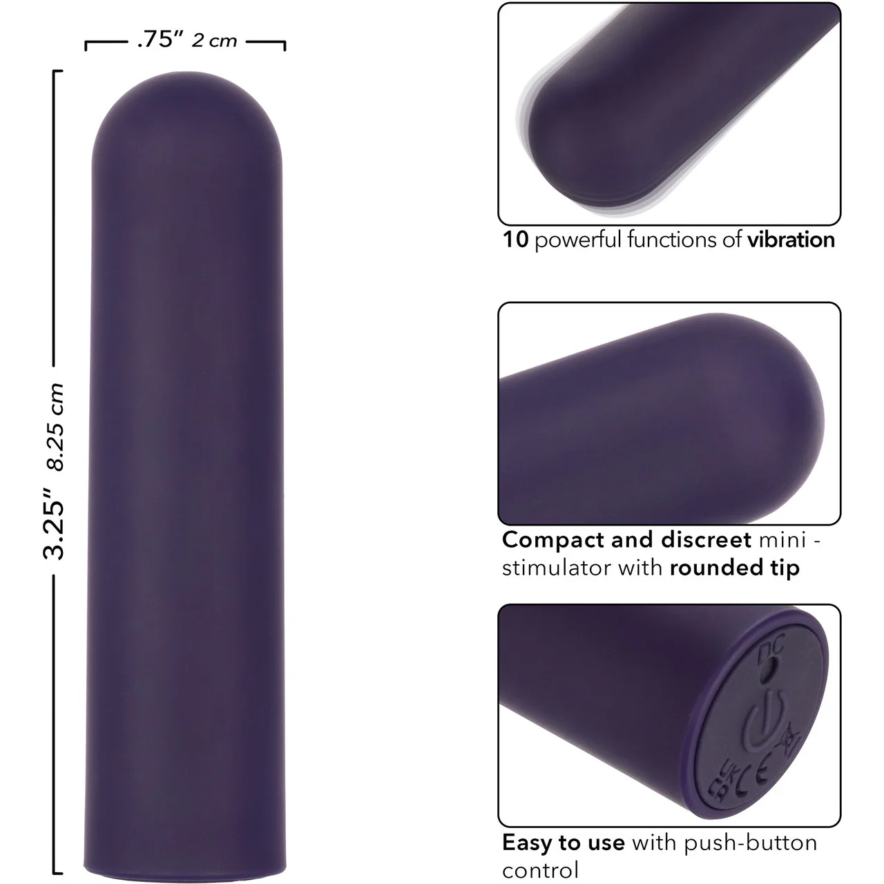 Turbo Buzz Rounded Bullet Rechargeable Waterproof Vibrator By CalExotics - Purple - Image 7