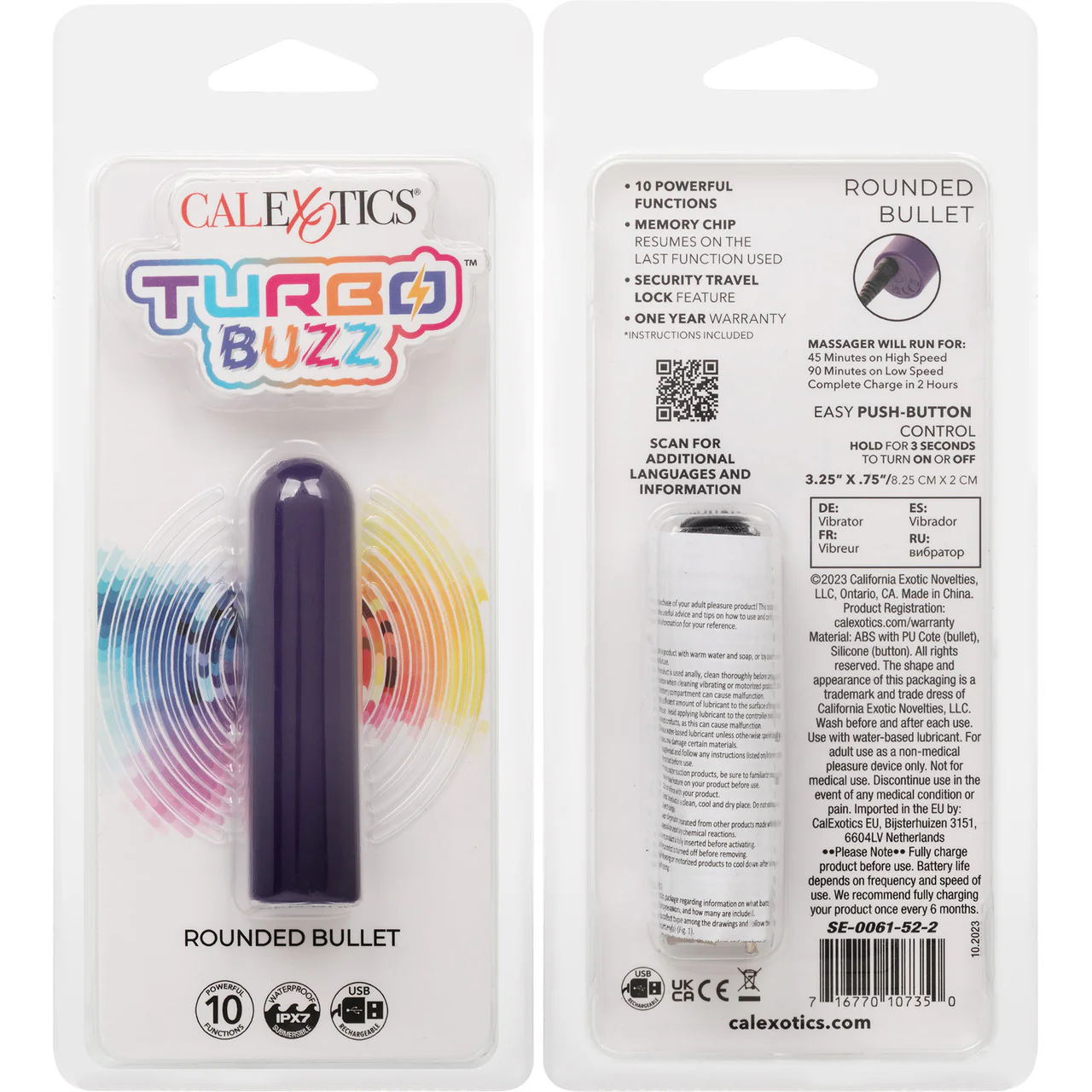Turbo Buzz Rounded Bullet Rechargeable Waterproof Vibrator By CalExotics - Purple - Image 9