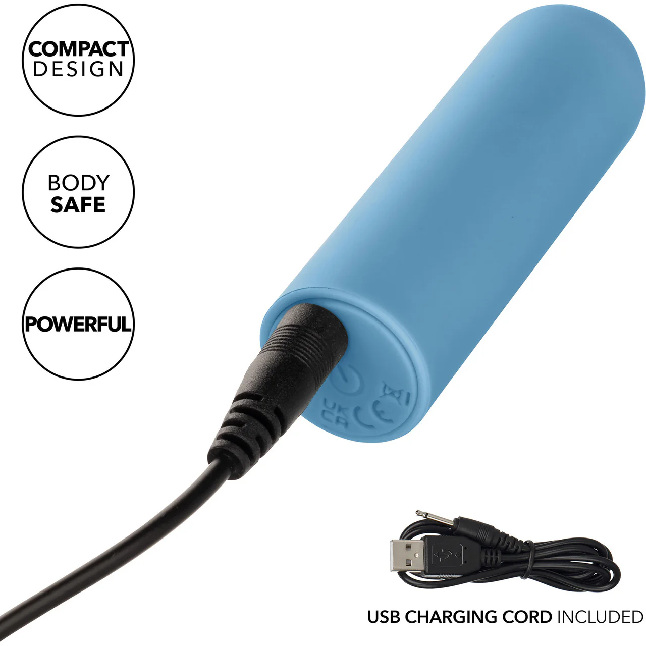 Turbo Buzz Rounded Mini Bullet Rechargeable Waterproof Vibrator By CalExotics - Blue - Image 5