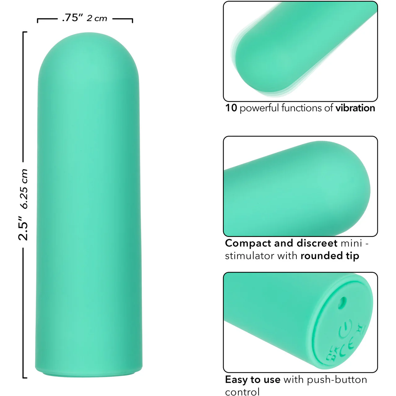 Turbo Buzz Rounded Mini Bullet Rechargeable Waterproof Vibrator By CalExotics - Green - Image 7