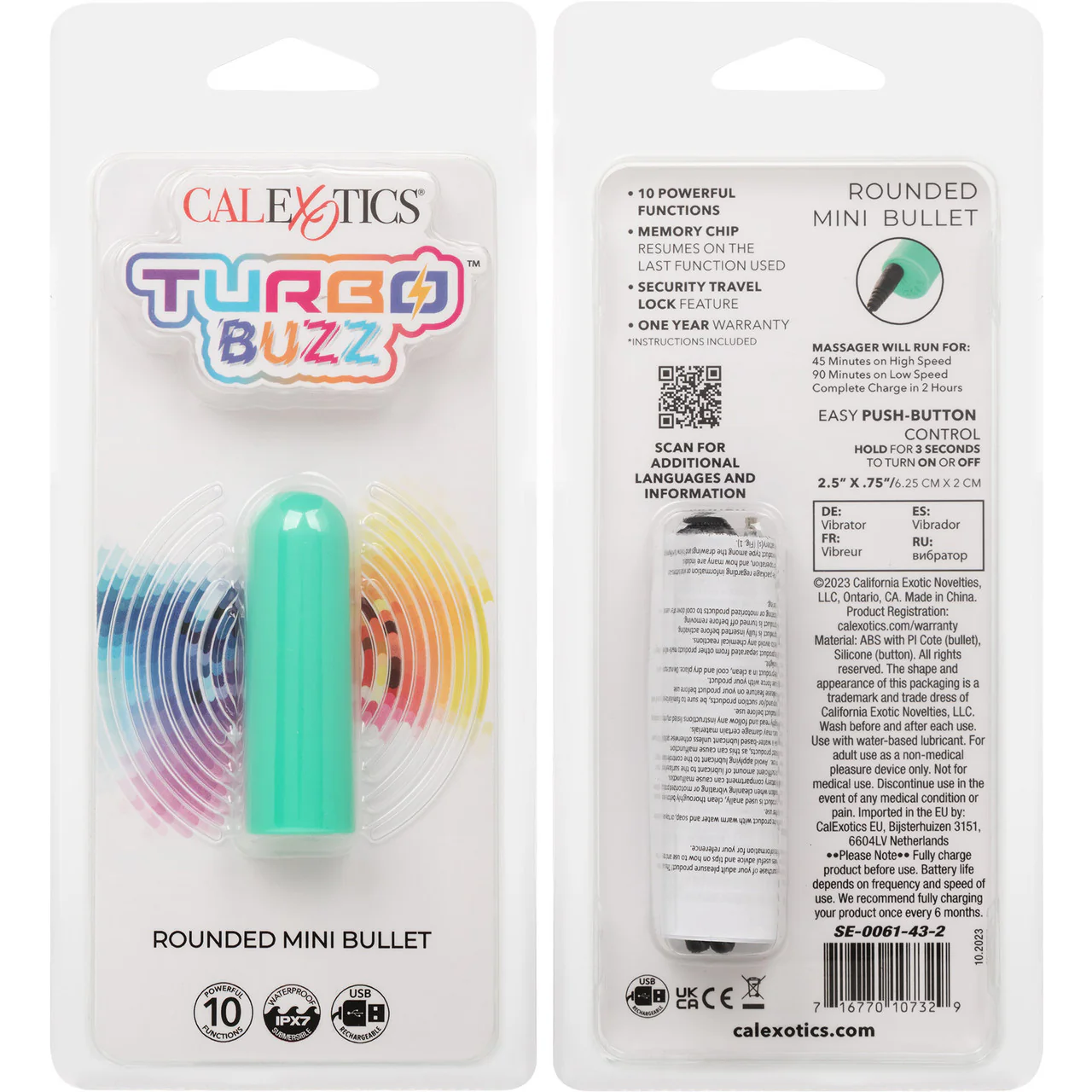 Turbo Buzz Rounded Mini Bullet Rechargeable Waterproof Vibrator By CalExotics - Green - Image 9