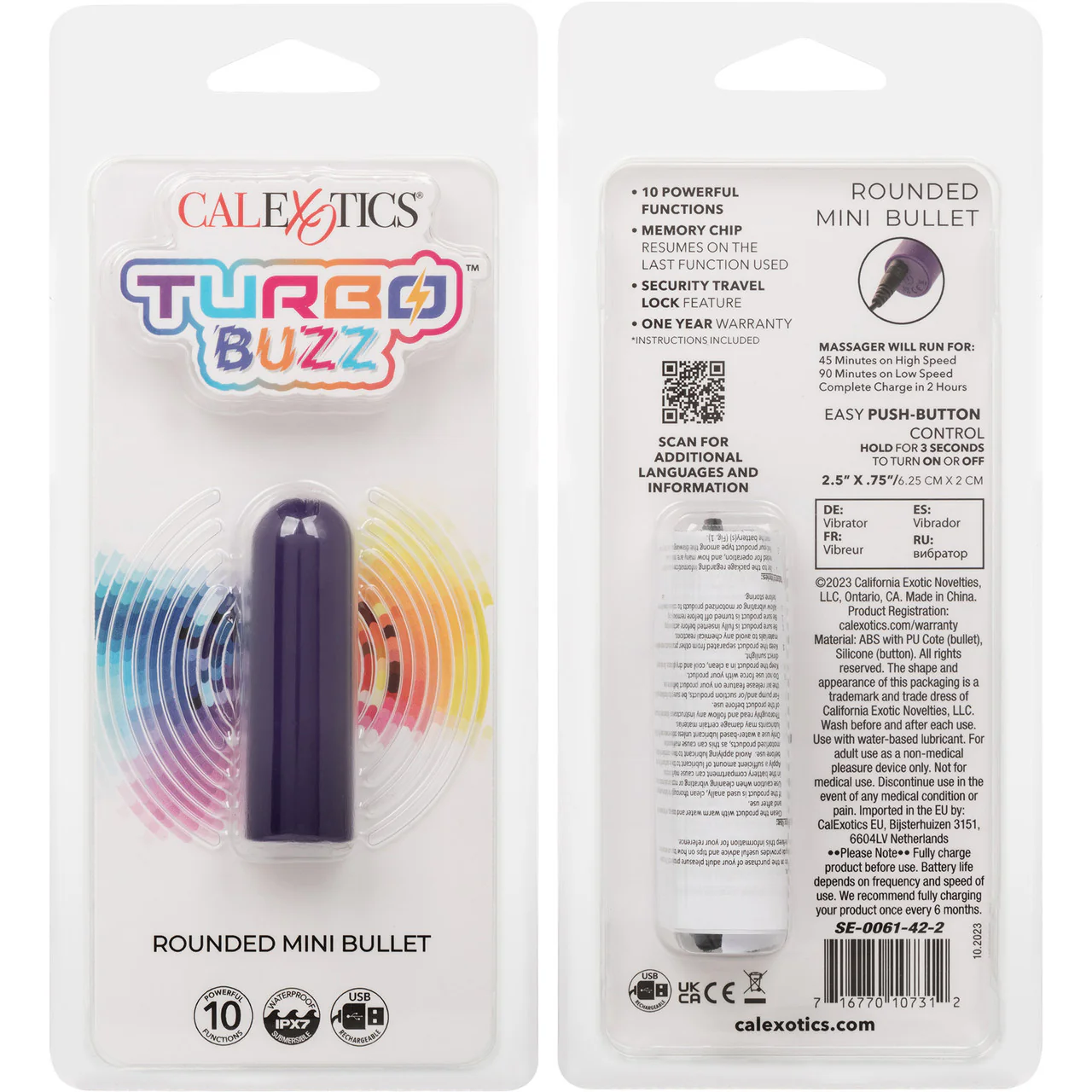 Turbo Buzz Rounded Mini Bullet Rechargeable Waterproof Vibrator By CalExotics - Purple - Image 9