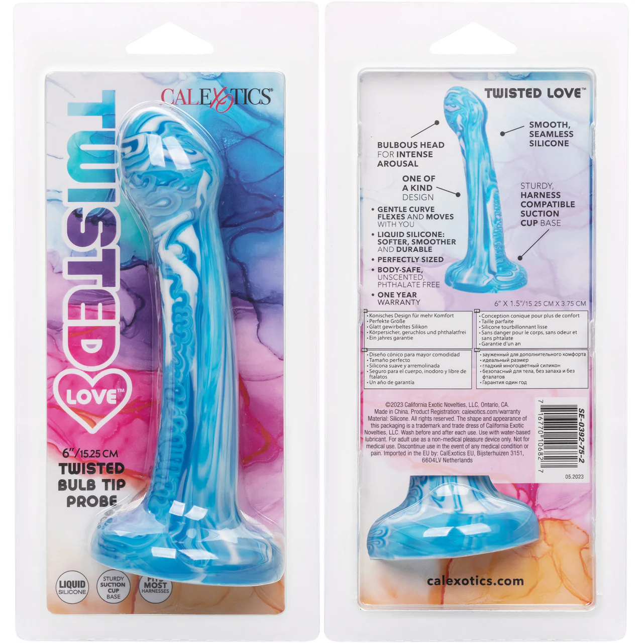 Twisted Love Twisted Bulb Tip Probe 6" Silicone Suction Cup Dildo By CalExotics - Blue & White - Image 10