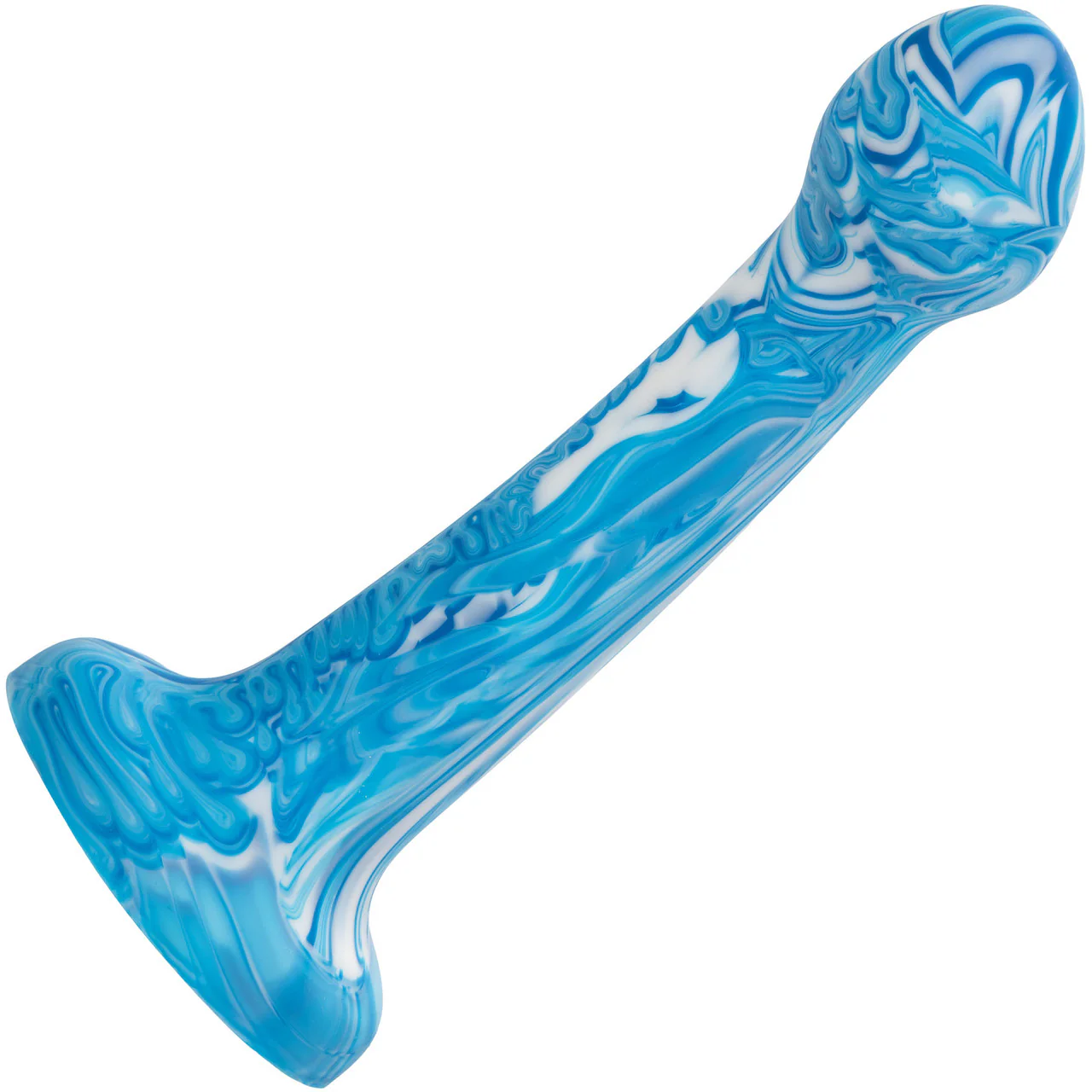 Twisted Love Twisted Bulb Tip Probe 6" Silicone Suction Cup Dildo By CalExotics - Blue & White - Image 4