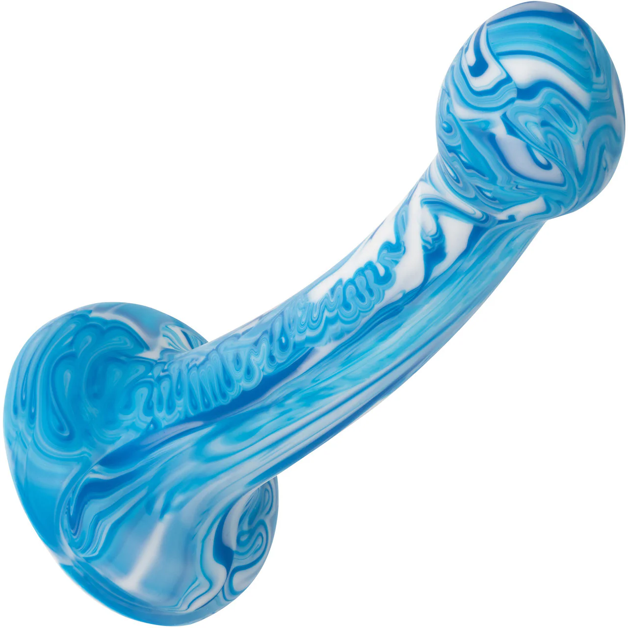 Twisted Love Twisted Bulb Tip Probe 6" Silicone Suction Cup Dildo By CalExotics - Blue & White - Image 5