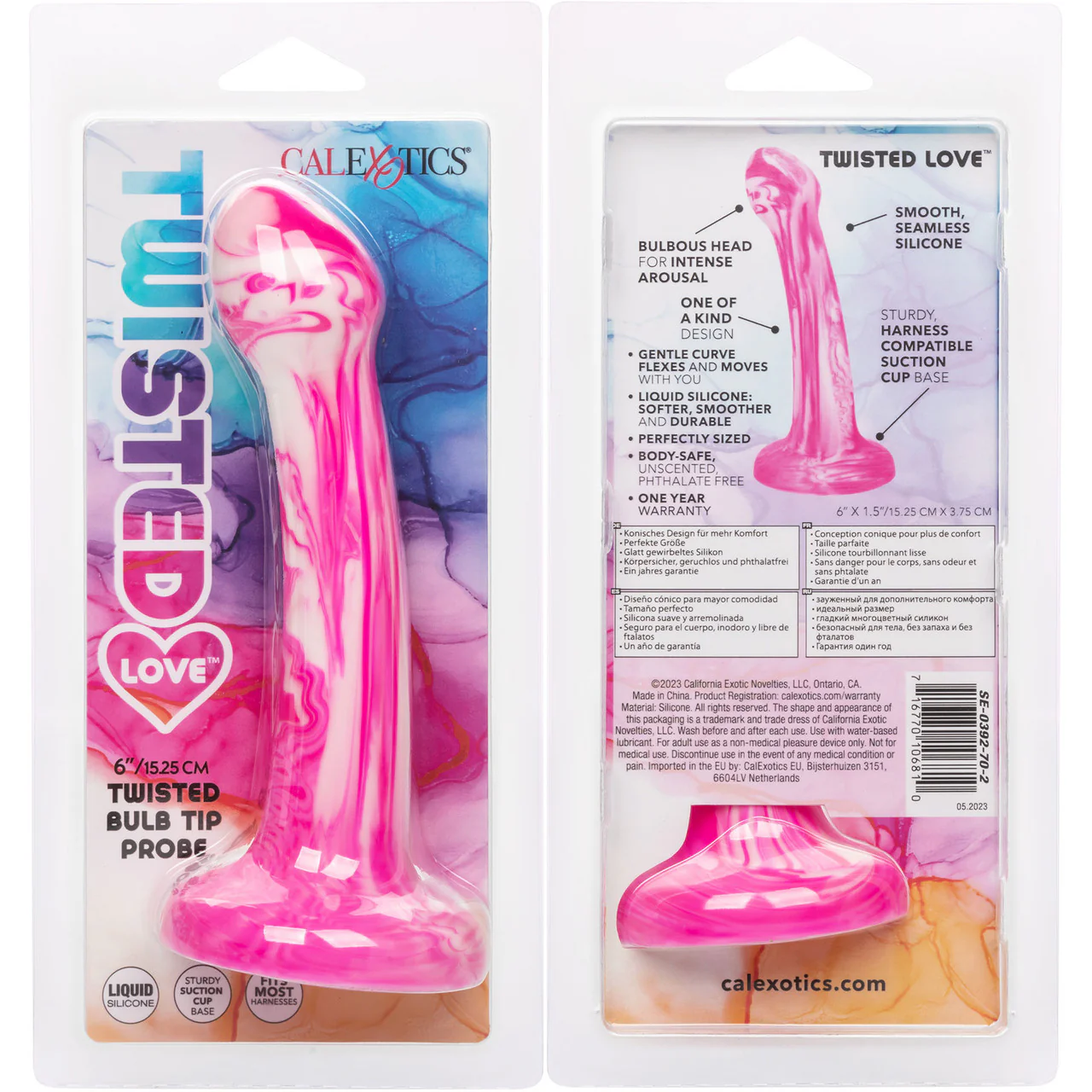 Twisted Love Twisted Bulb Tip Probe 6" Silicone Suction Cup Dildo By CalExotics - Pink & White - Image 10