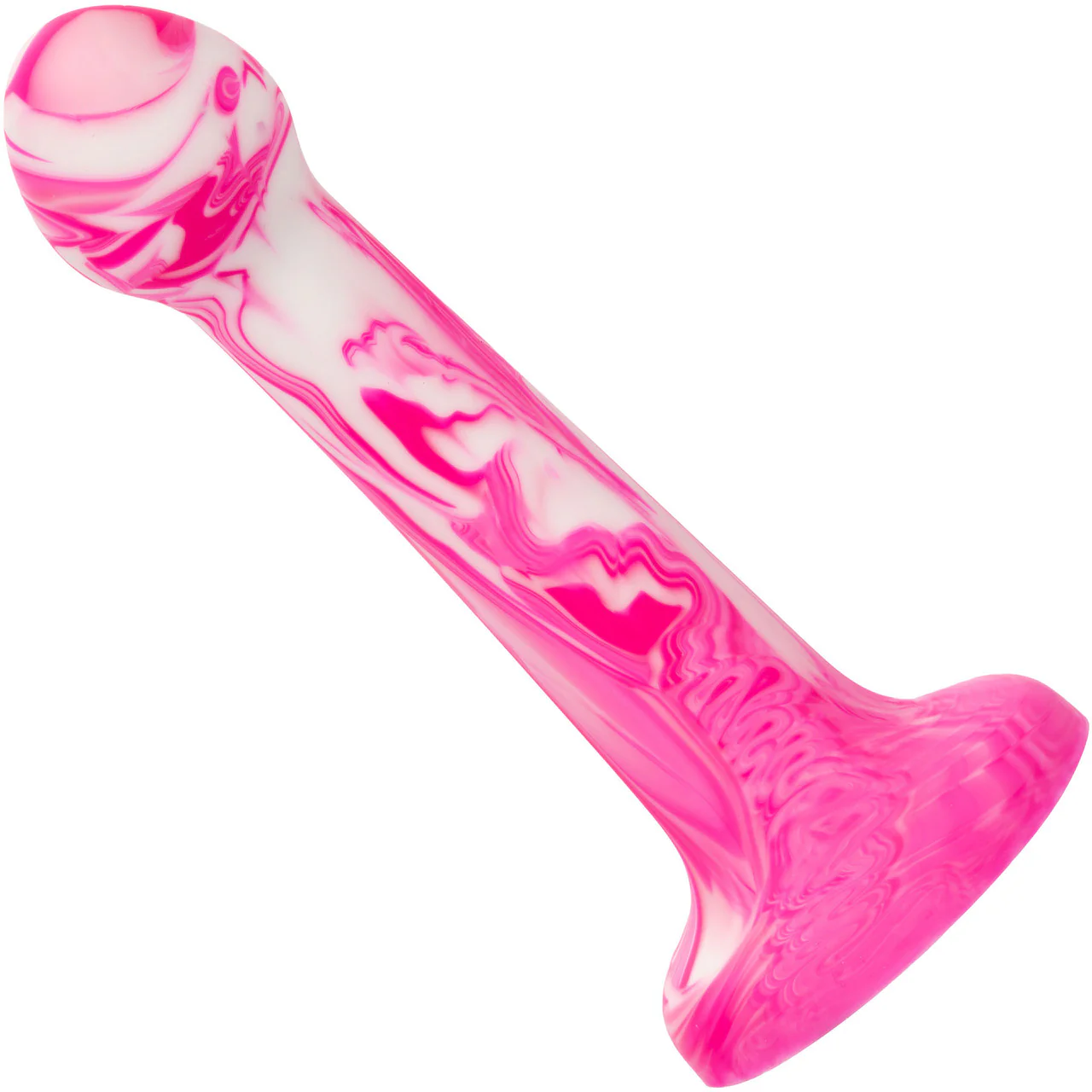 Twisted Love Twisted Bulb Tip Probe 6" Silicone Suction Cup Dildo By CalExotics - Pink & White - Image 3