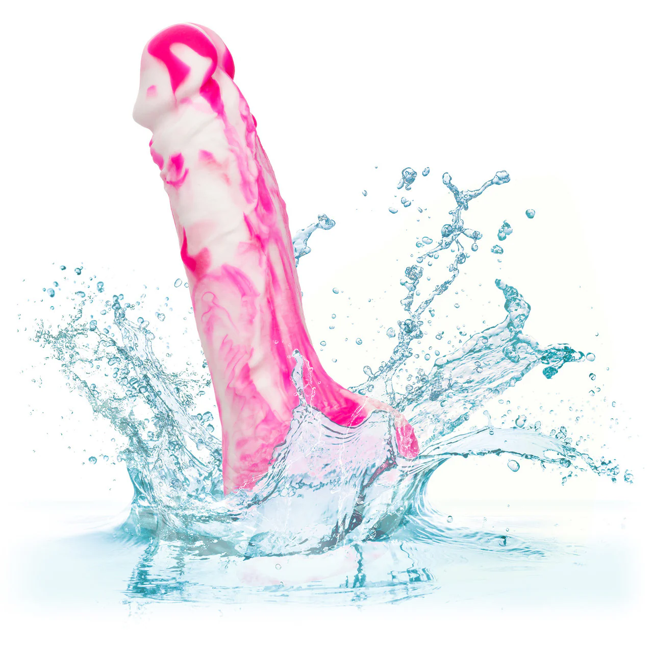 Twisted Love Twisted Dong 6" Silicone Suction Cup Dildo With Balls By CalExotics - Pink & White - Image 6