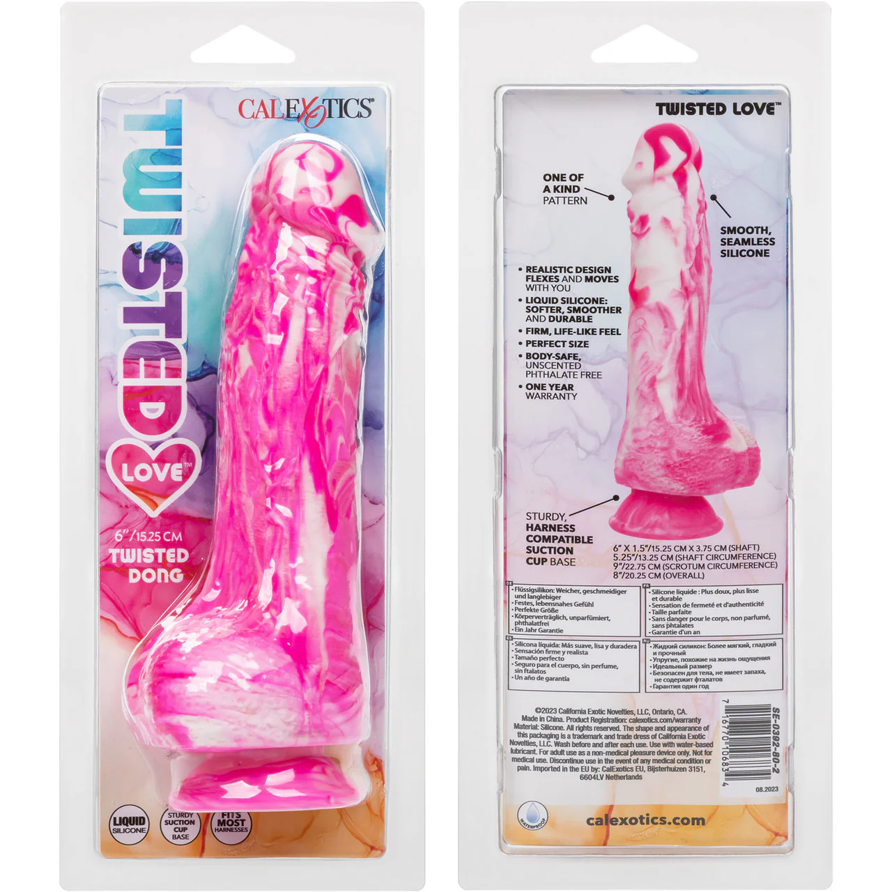 Twisted Love Twisted Dong 6" Silicone Suction Cup Dildo With Balls By CalExotics - Pink & White - Image 9