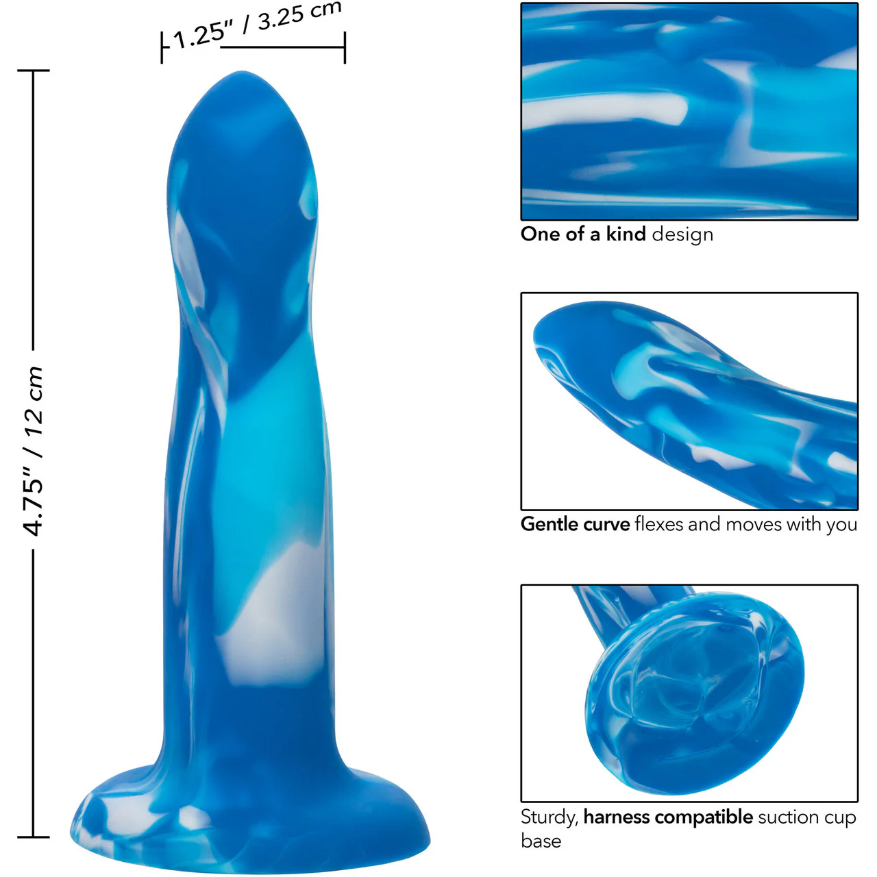 Twisted Love Twisted Probe 4.75" Silicone Suction Cup Dildo By CalExotics - Blue & White - Image 7