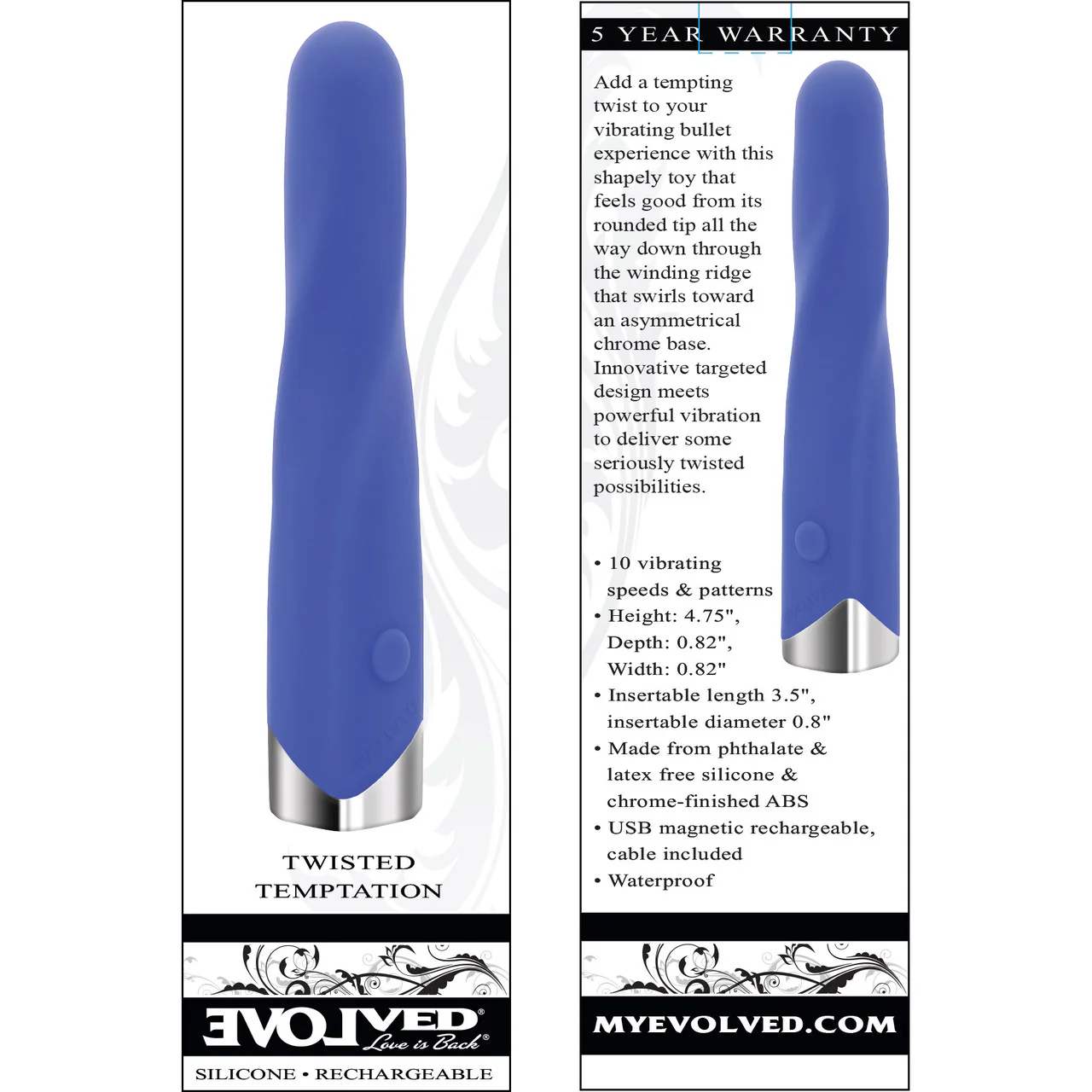 Twisted Temptation Rechargeable Waterproof Silicone Vibrator By Evolved Novelties - Blue - Image 9