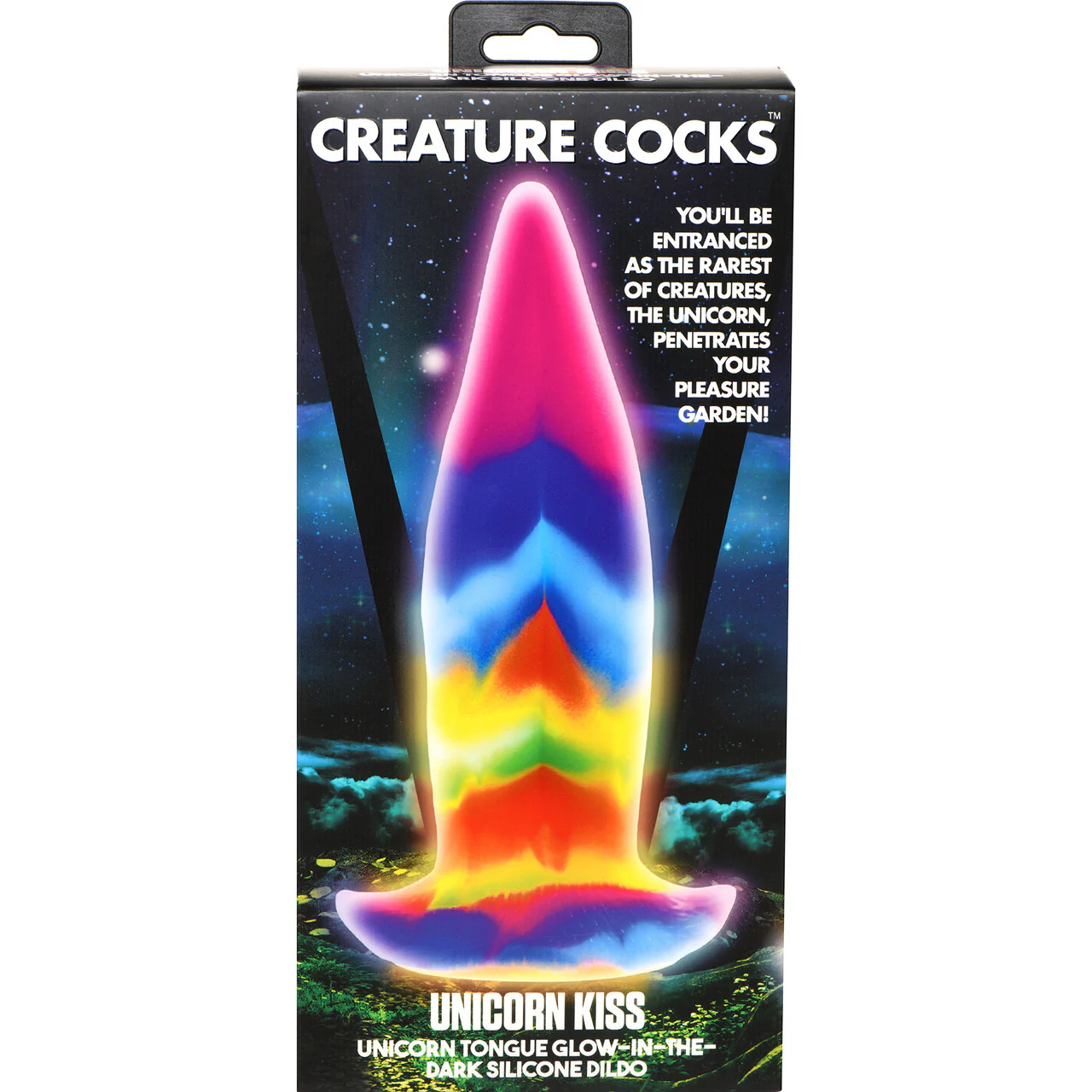 Unicorn Tongue Rainbow Glow In The Dark 7.4" Silicone Suction Cup Dildo By Creature Cocks - Image 10