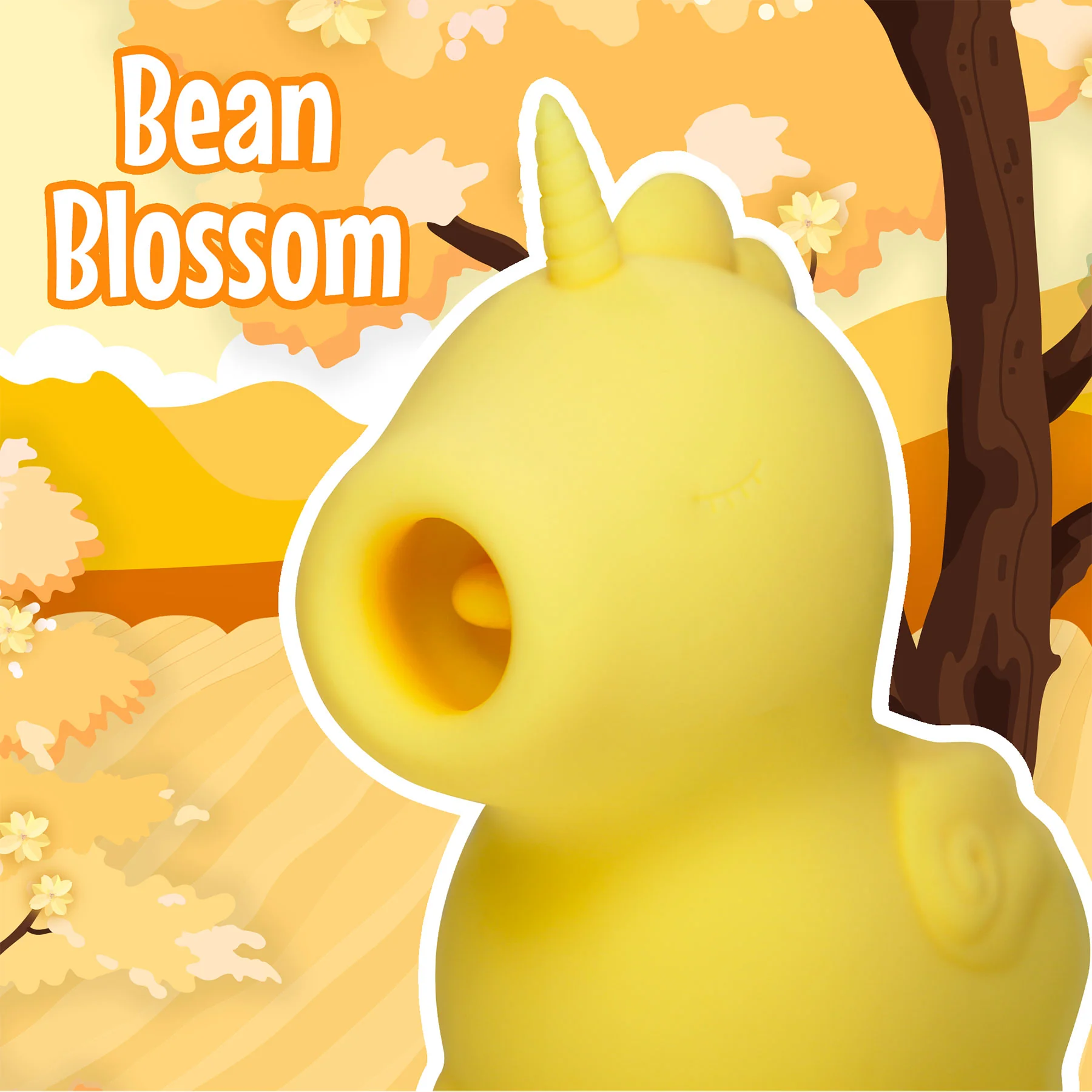 Unihorn Bean Blossom Flicking Silicone Clitoral Vibrator - Yellow - Image 3