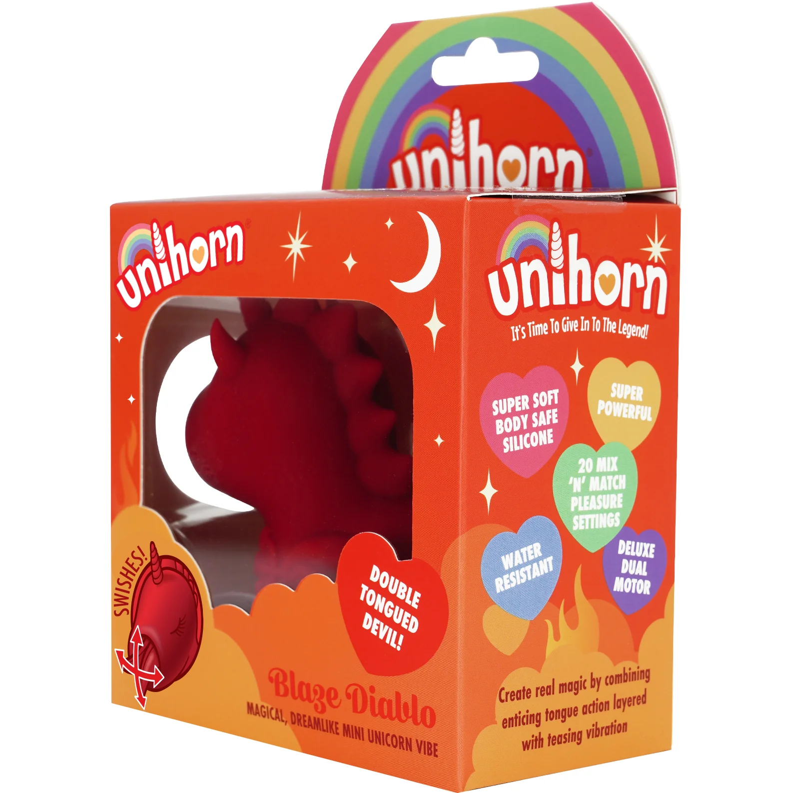 Unihorn Blaze Diablo Licking Forked Tongue Silicone Clitoral Vibrator - Red - Image 11