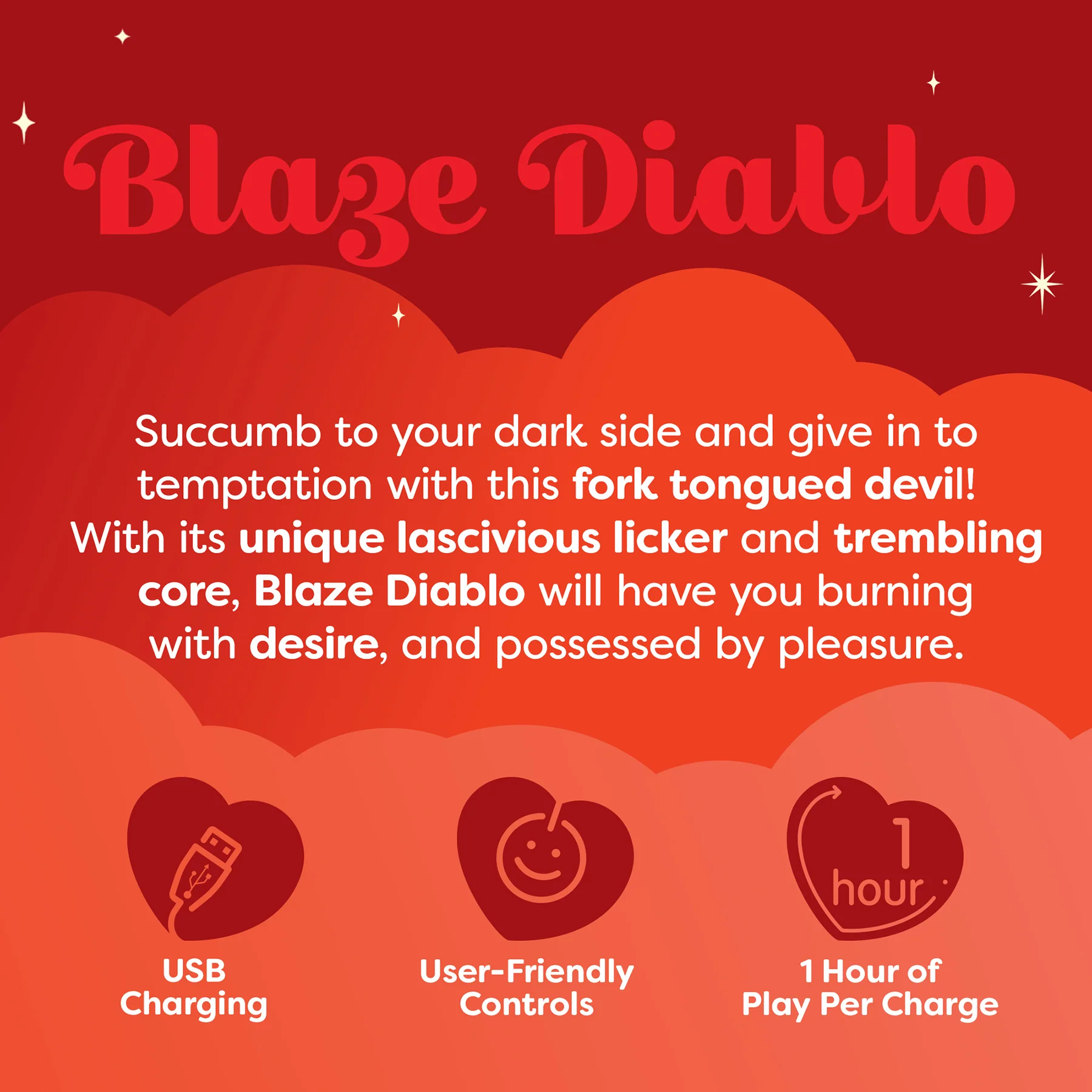 Unihorn Blaze Diablo Licking Forked Tongue Silicone Clitoral Vibrator - Red - Image 2