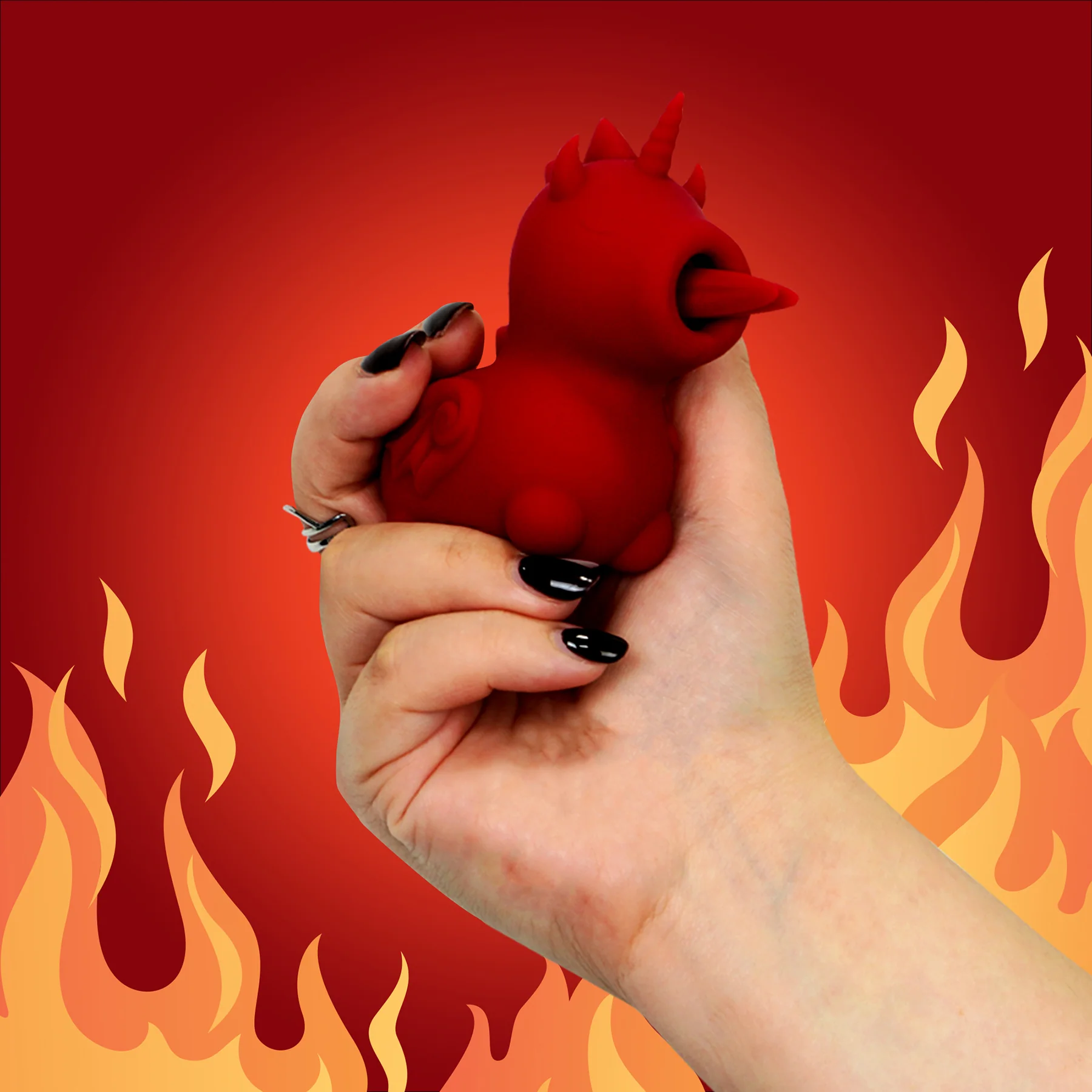 Unihorn Blaze Diablo Licking Forked Tongue Silicone Clitoral Vibrator - Red - Image 4