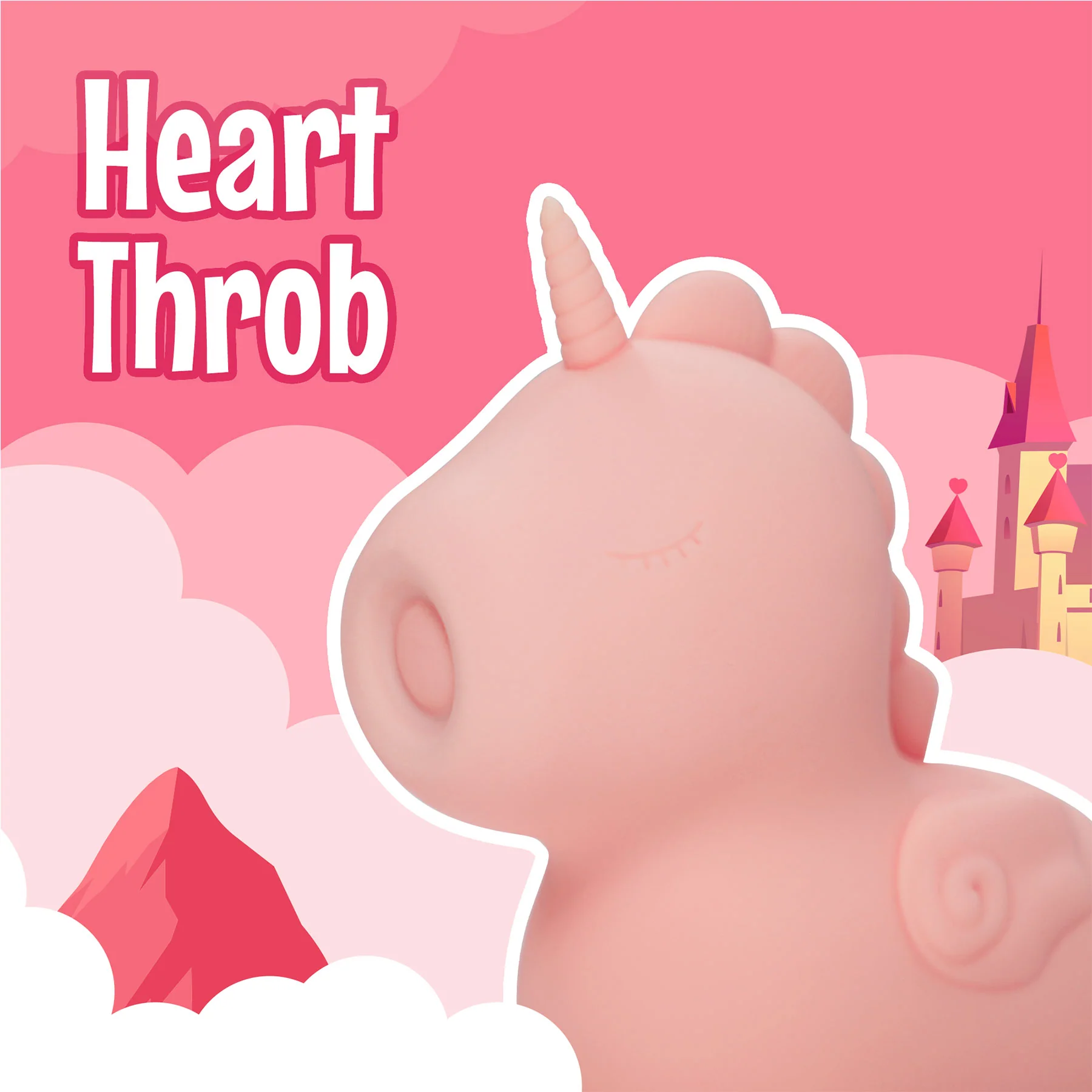 Unihorn Heart Throb Pulsing Silicone Clitoral Vibrator - Pink - Image 2