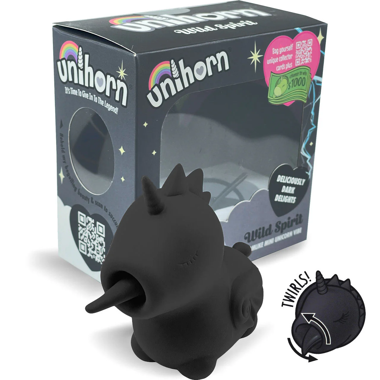 Unihorn Wild Spirit Licking Silicone Clitoral Vibrator - Black - Image 6