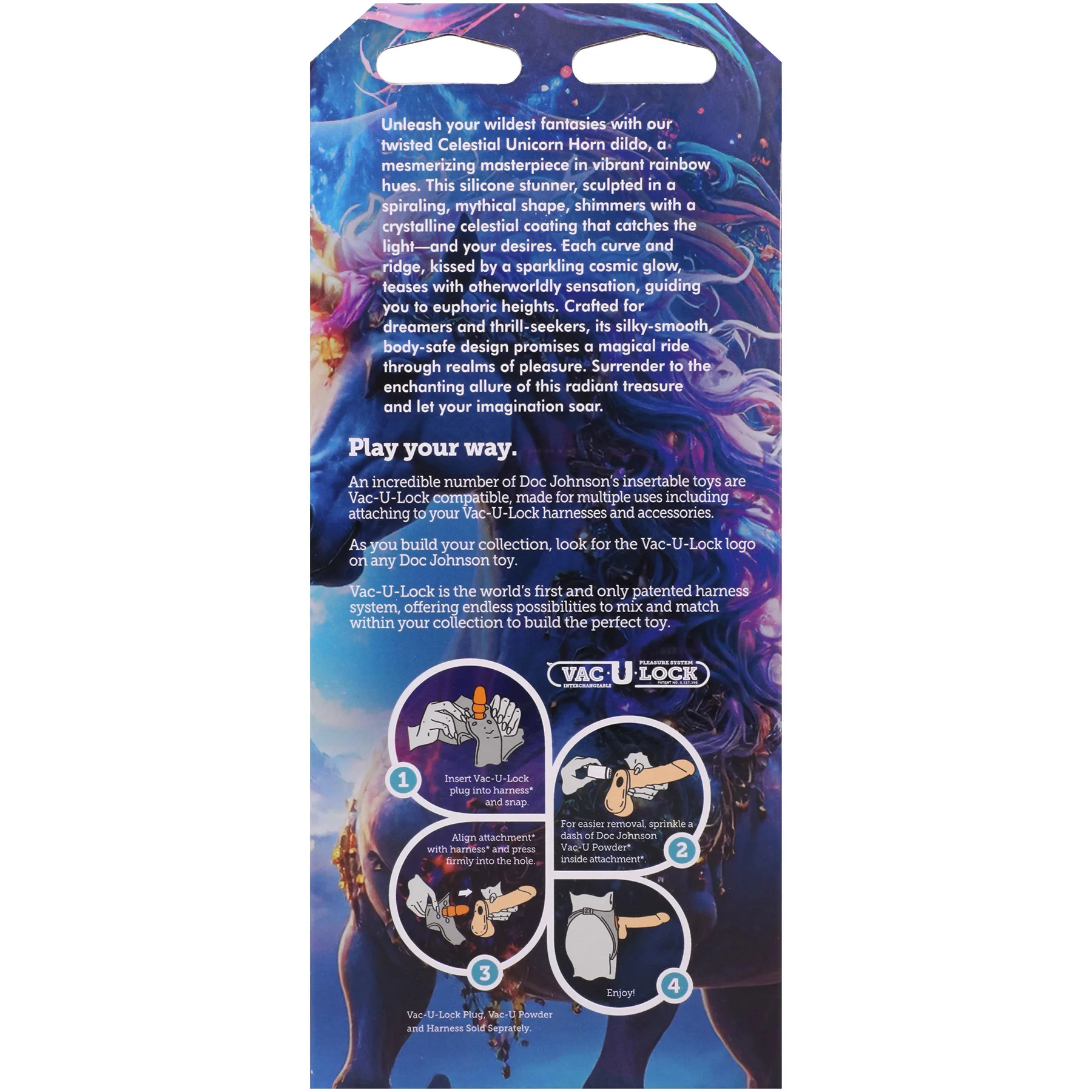 Vac-U-Lock X Fantasy Fuckers Celestial Unicorn Horn Glow-in-the-Dark 7.75" Silicone Dildo - Image 3