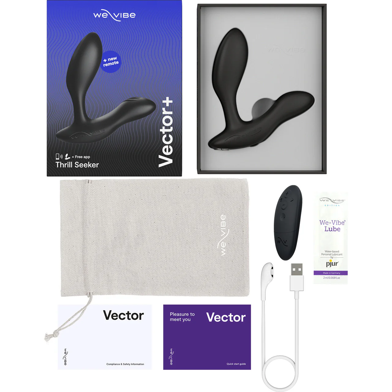 Vector+ By We-Vibe Waterproof Remote Controlled App Enabled Adjustable Prostate Massager - Charcoal Black - Image 13