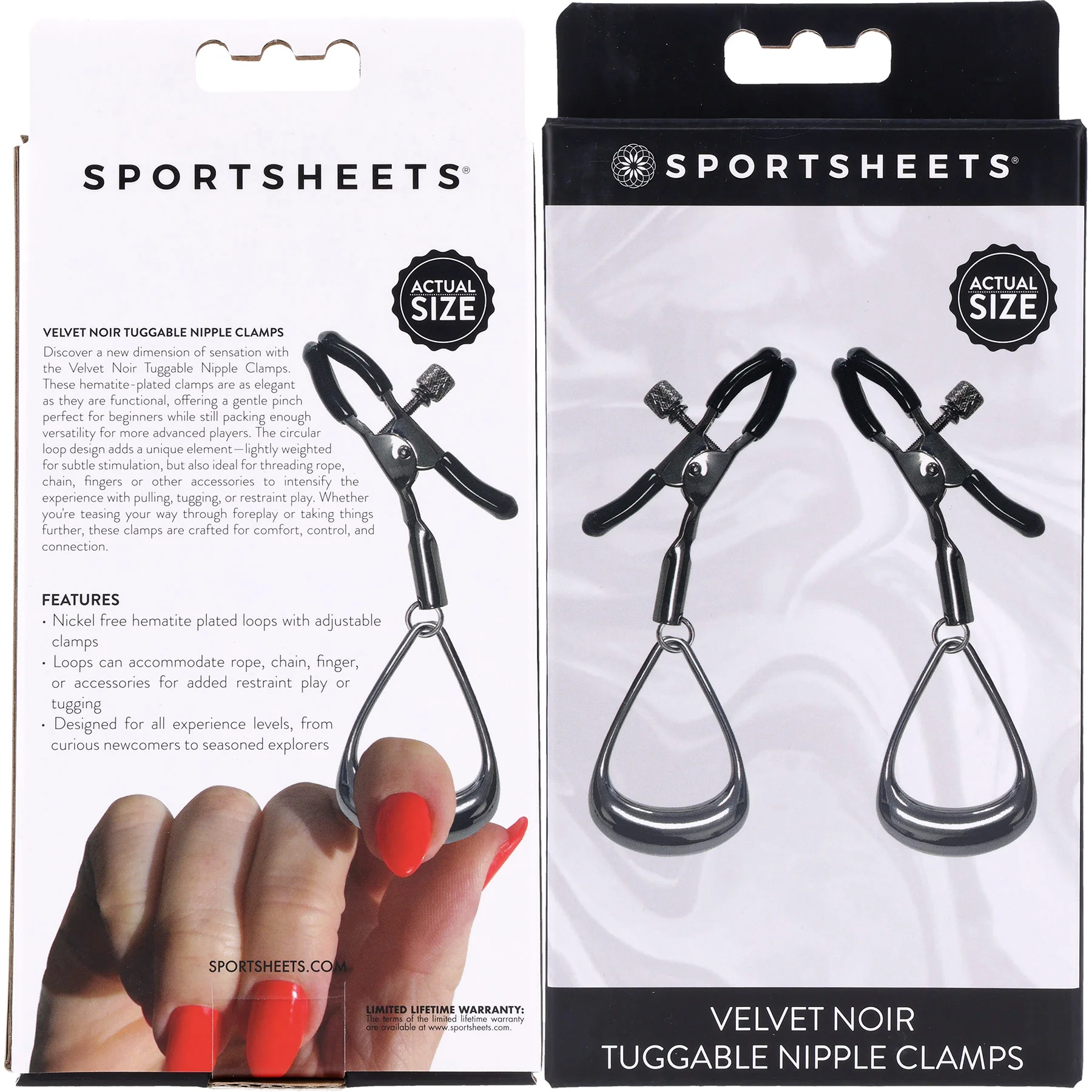 Velvet Noir Tuggable Nipple Clamps By Sportsheets - Image 8
