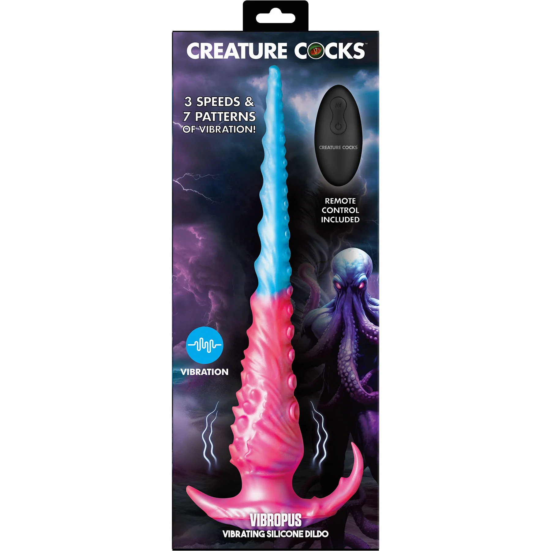 Vibropus 13" Vibrating Rechargeable Silicone Anal Dildo With Remote By Creature Cocks - Image 17