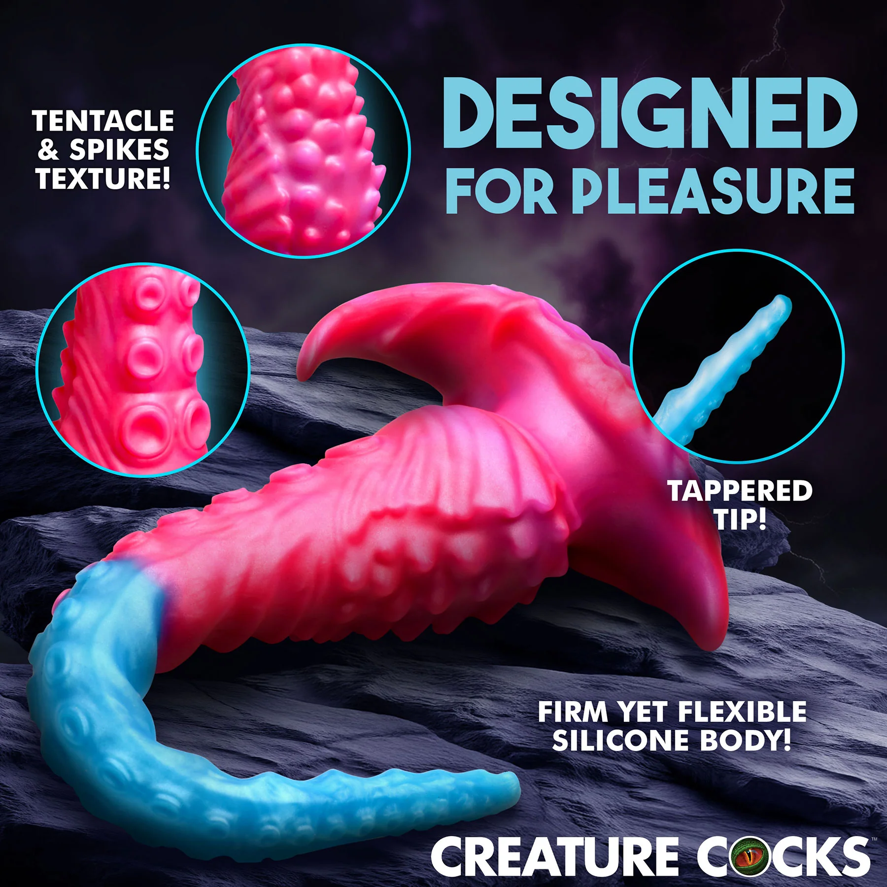 Vibropus 13" Vibrating Rechargeable Silicone Anal Dildo With Remote By Creature Cocks - Image 4