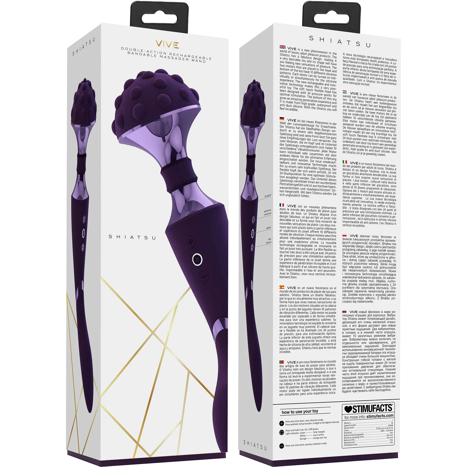 Vive Shiatsu Double Action Rechargeable Silicone Bendable Massaging Wand - Image 17